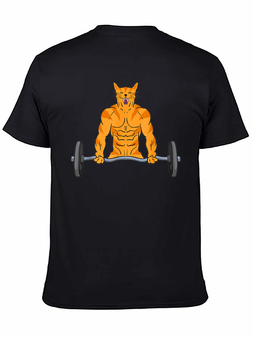 Muscle Cat Lifting Barbell Funny Graphic T-Shirt
