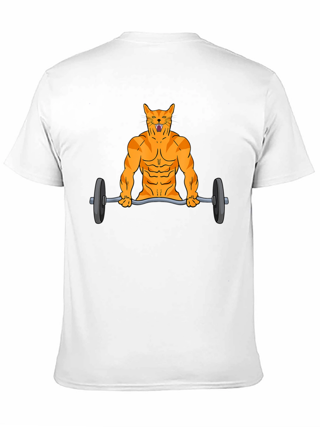 Muscle Cat Lifting Barbell Funny Graphic T-Shirt