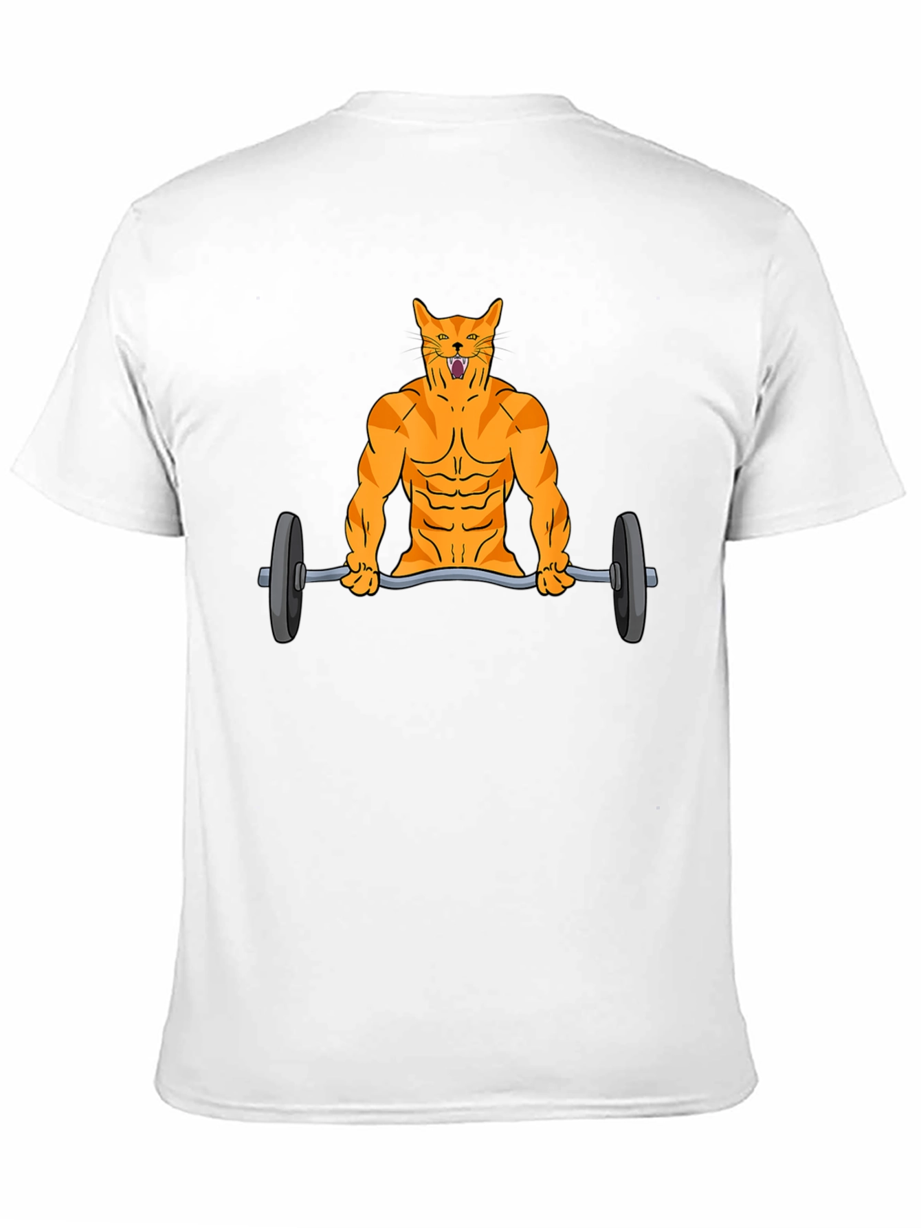 Muscle Cat Lifting Barbell Funny Graphic T-Shirt