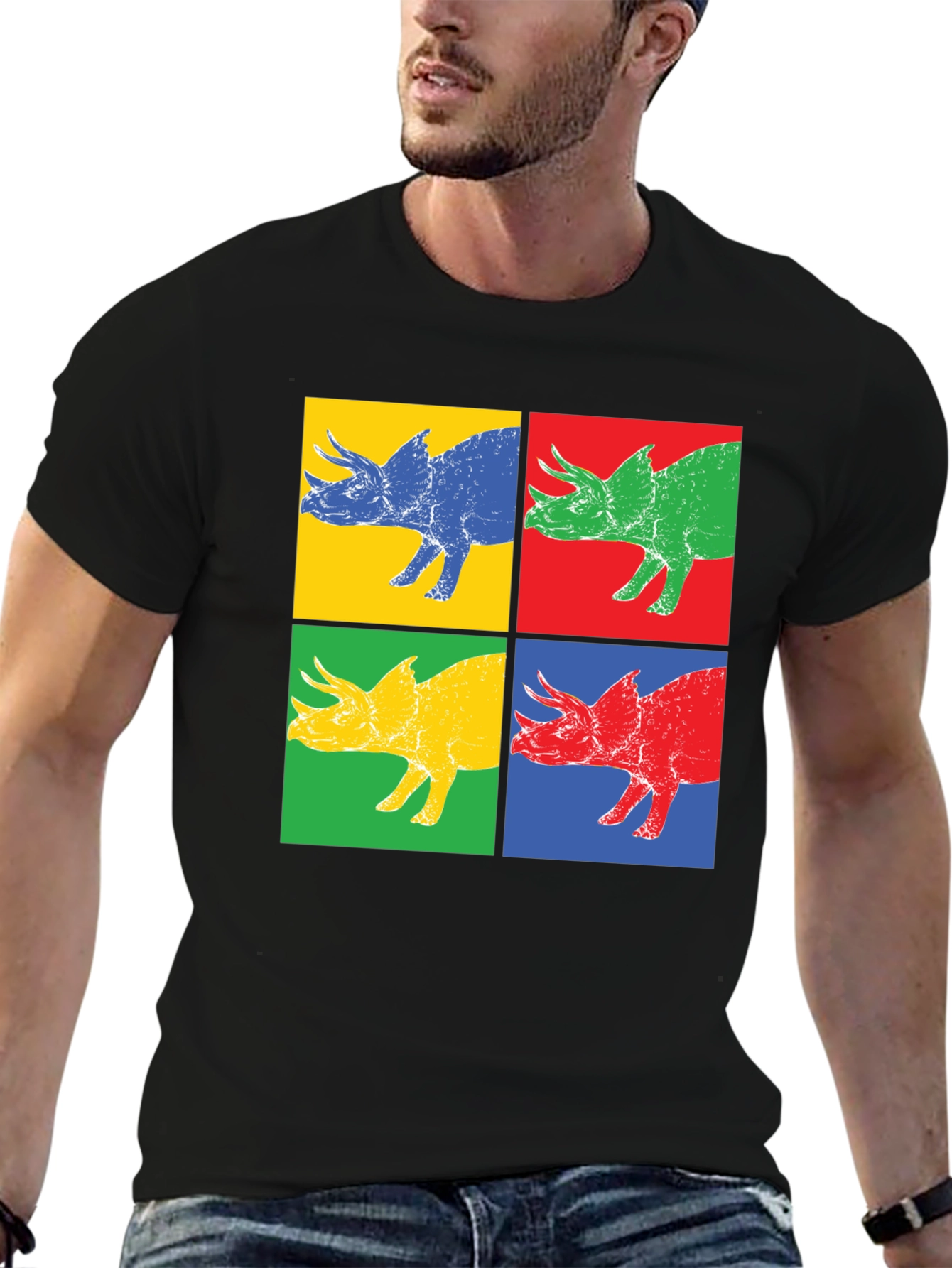Pop Art Dinosaur Graphic T-Shirt