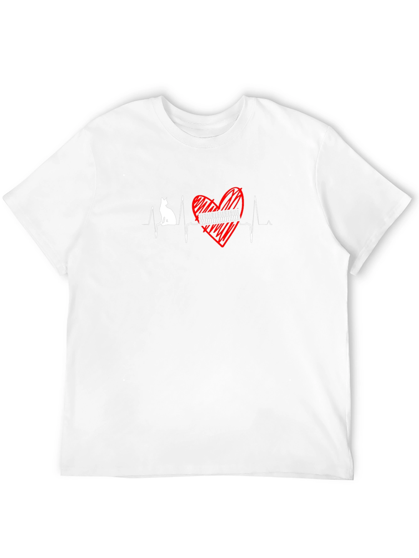 Cat Piano Heartbeat T-Shirt