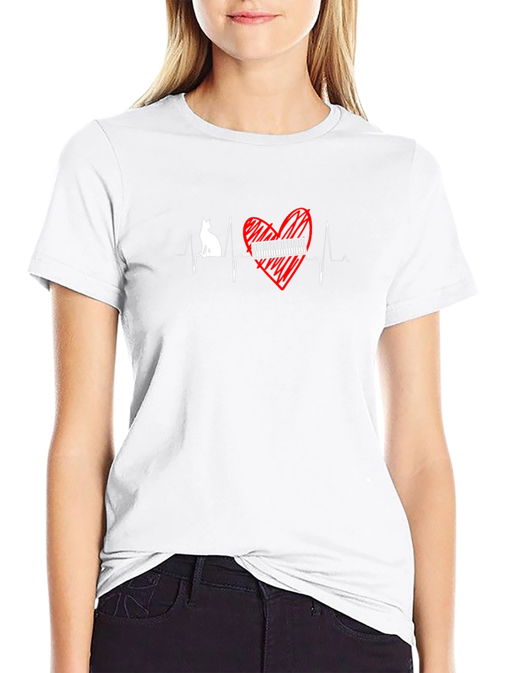 Cat Piano Heartbeat T-Shirt