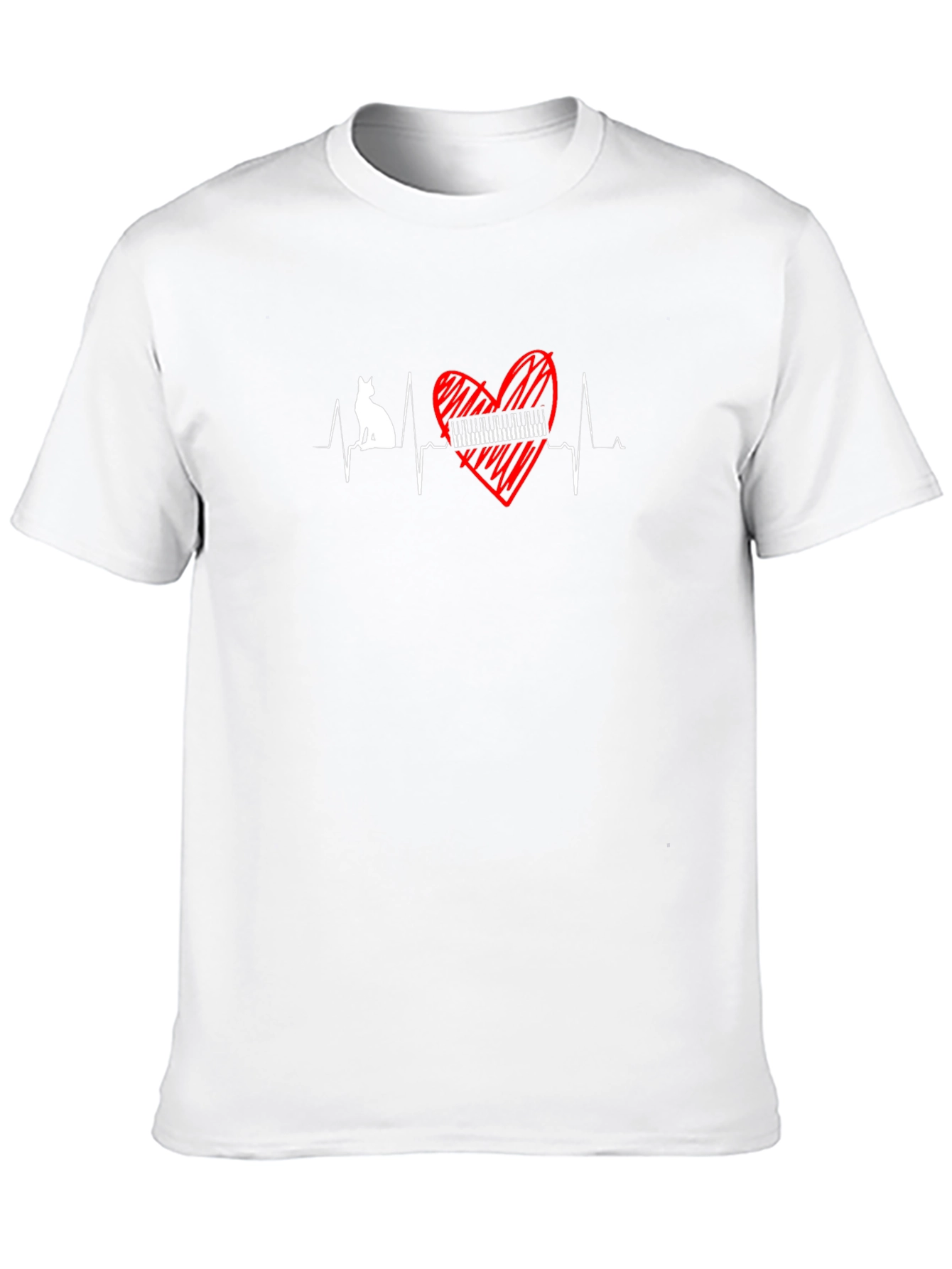 Cat Piano Heartbeat T-Shirt
