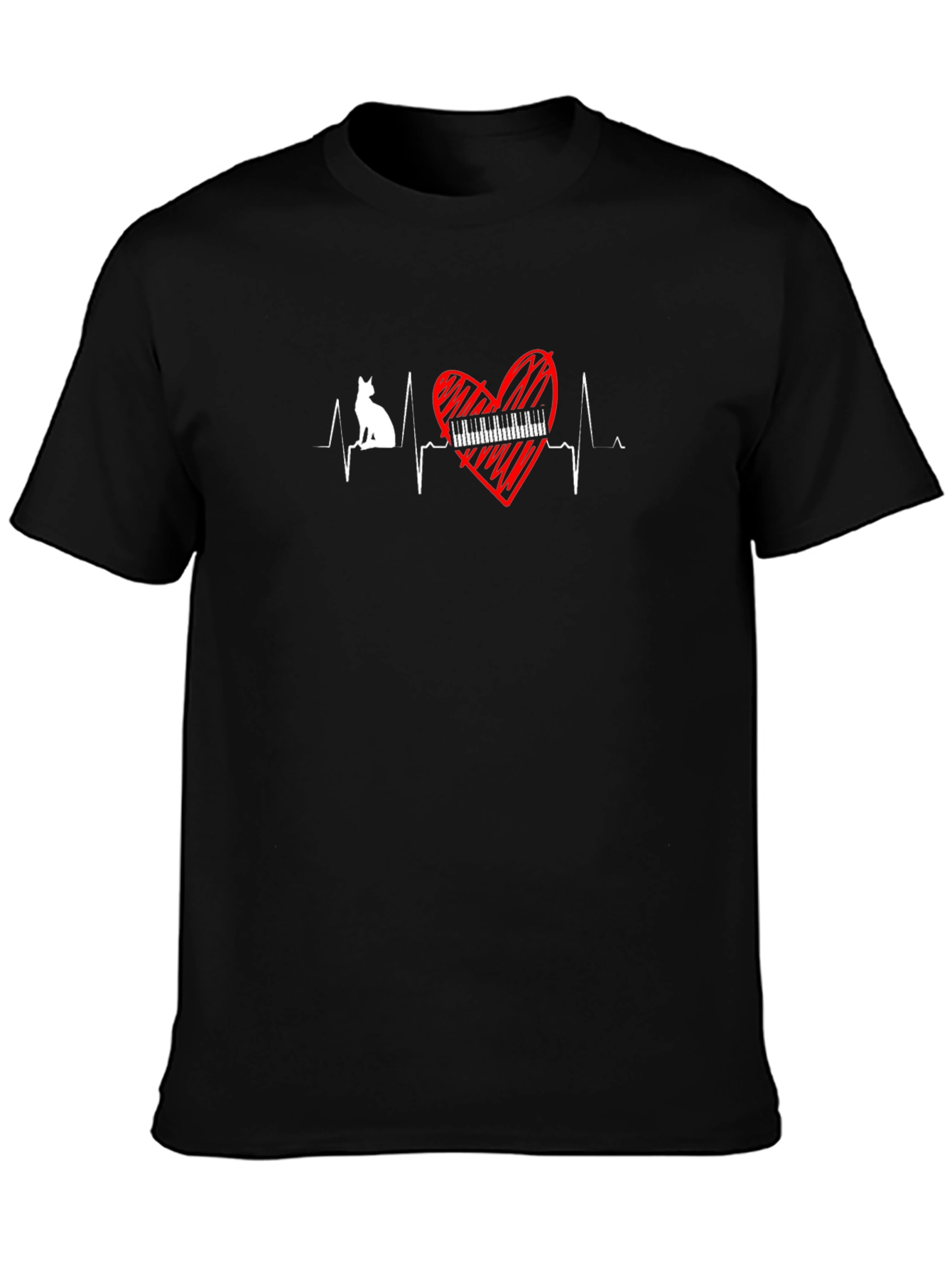 Cat Piano Heartbeat T-Shirt