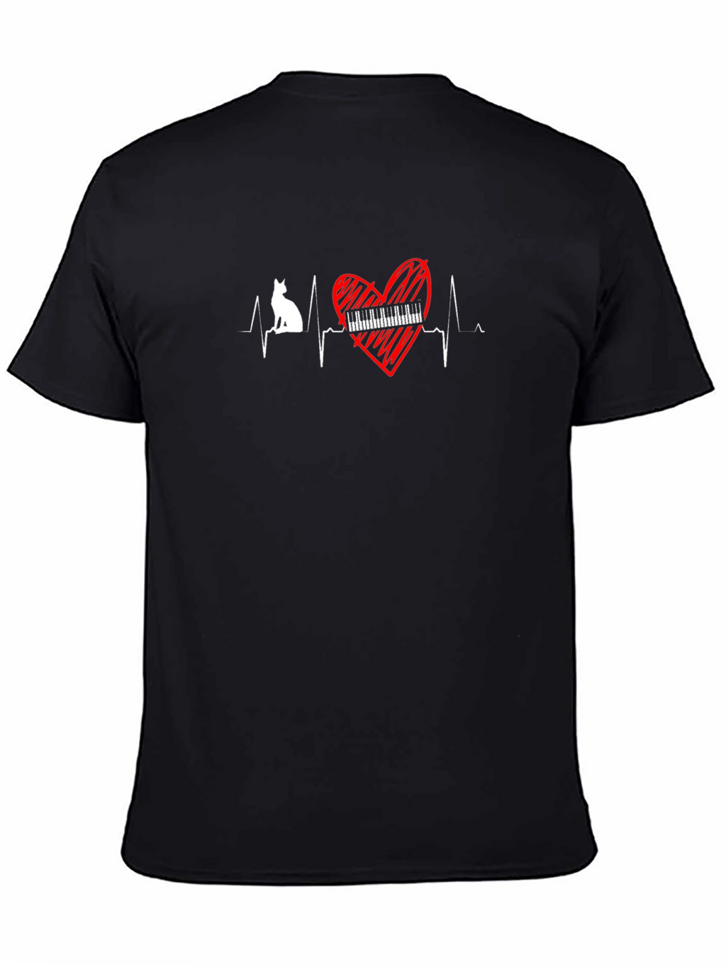 Cat Piano Heartbeat T-Shirt