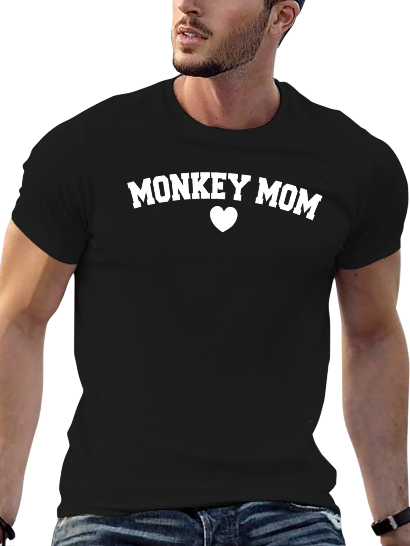 Monkey Mom Graphic T-Shirt - Black Cotton Tee