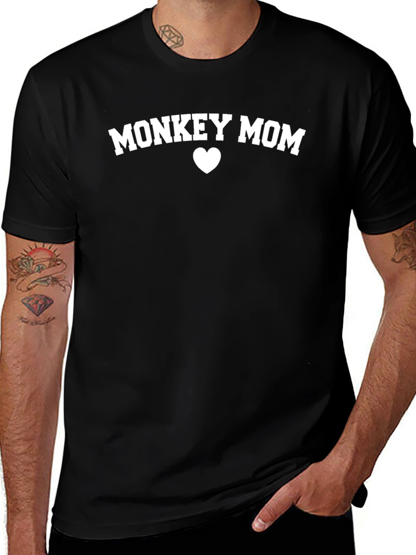 Monkey Mom Graphic T-Shirt - Black Cotton Tee