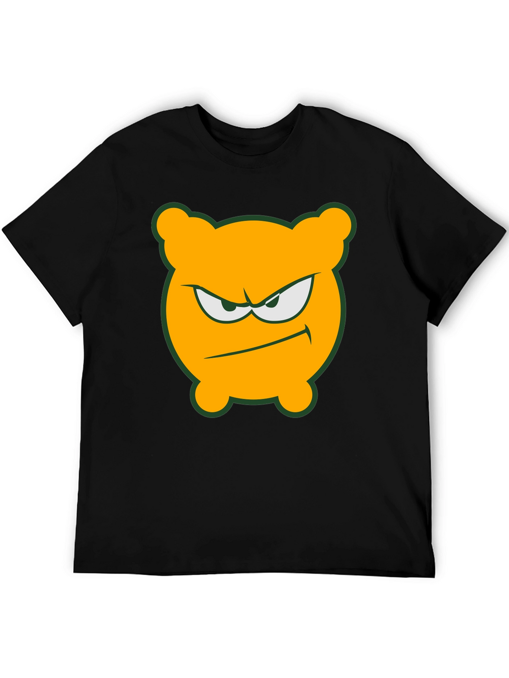 Angry Orange Bear T-Shirt - Black Cotton Tee