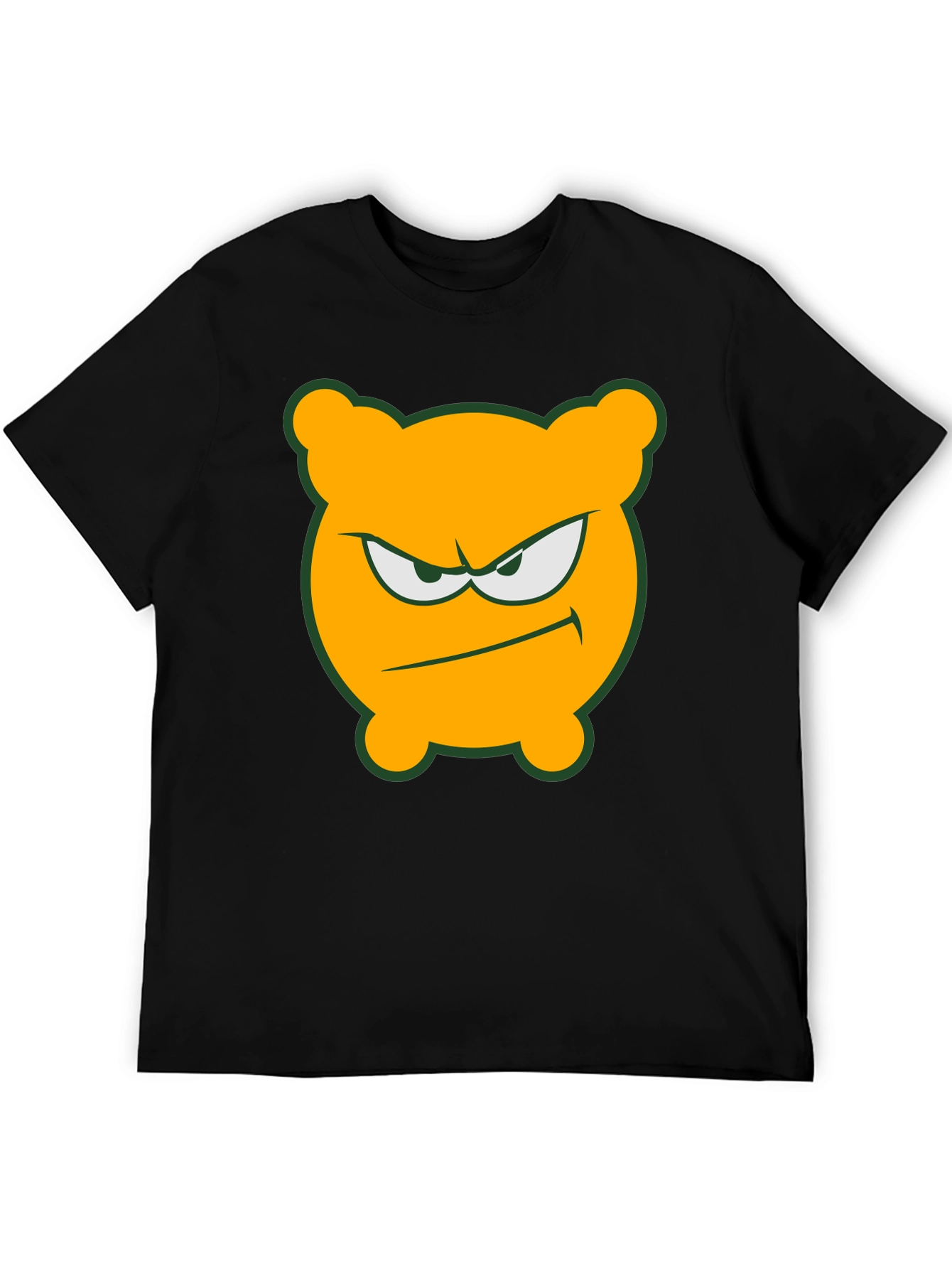 Angry Orange Bear T-Shirt - Black Cotton Tee