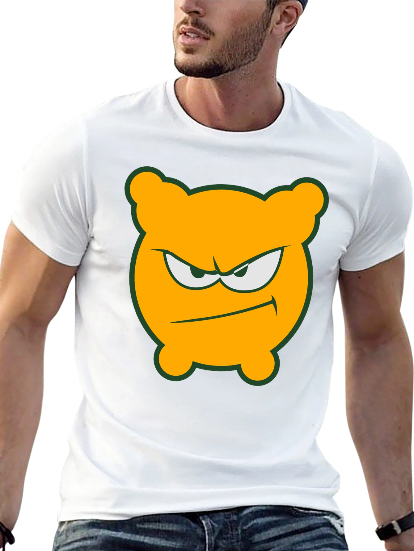Angry Orange Bear T-Shirt - Black Cotton Tee