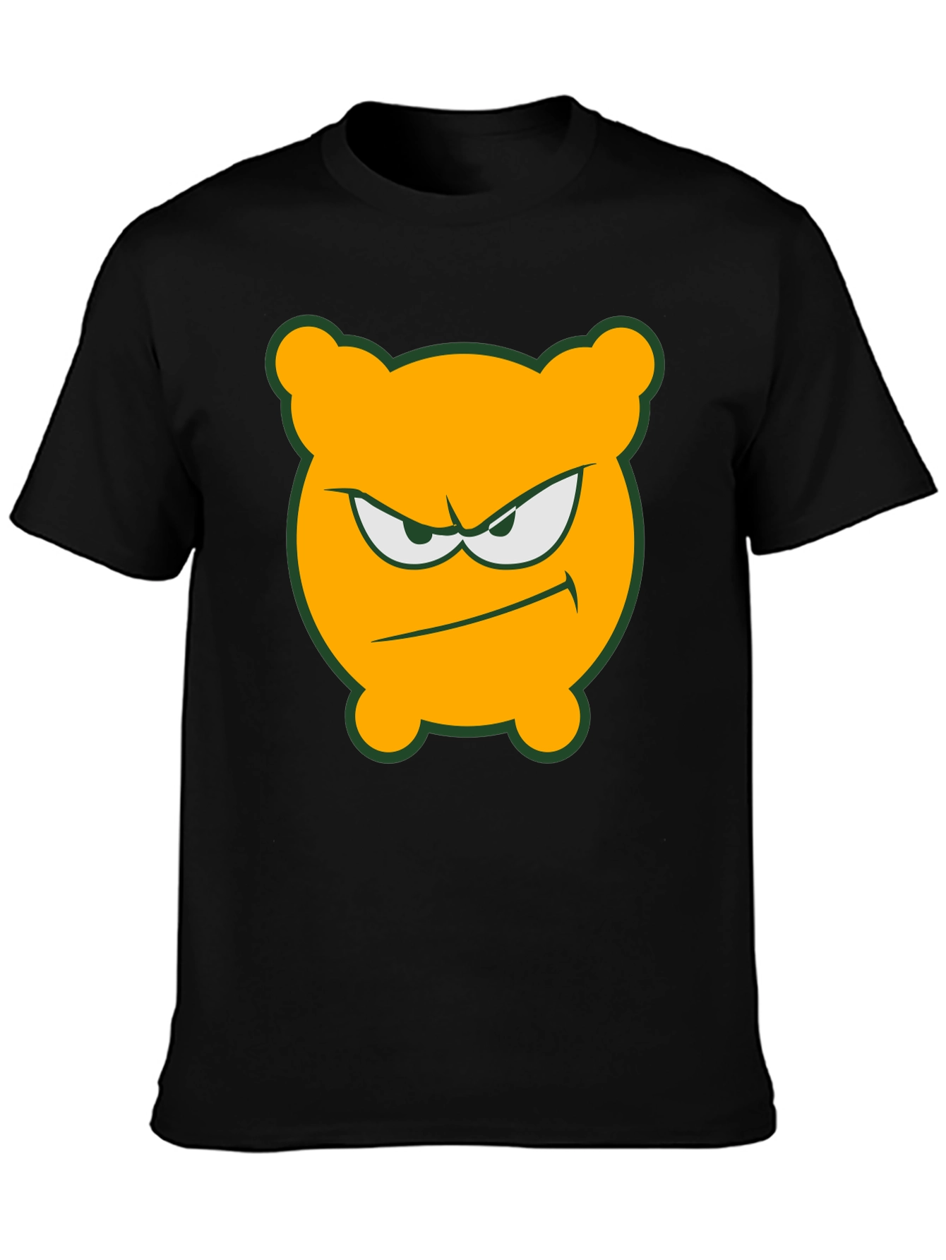 Angry Orange Bear T-Shirt - Black Cotton Tee
