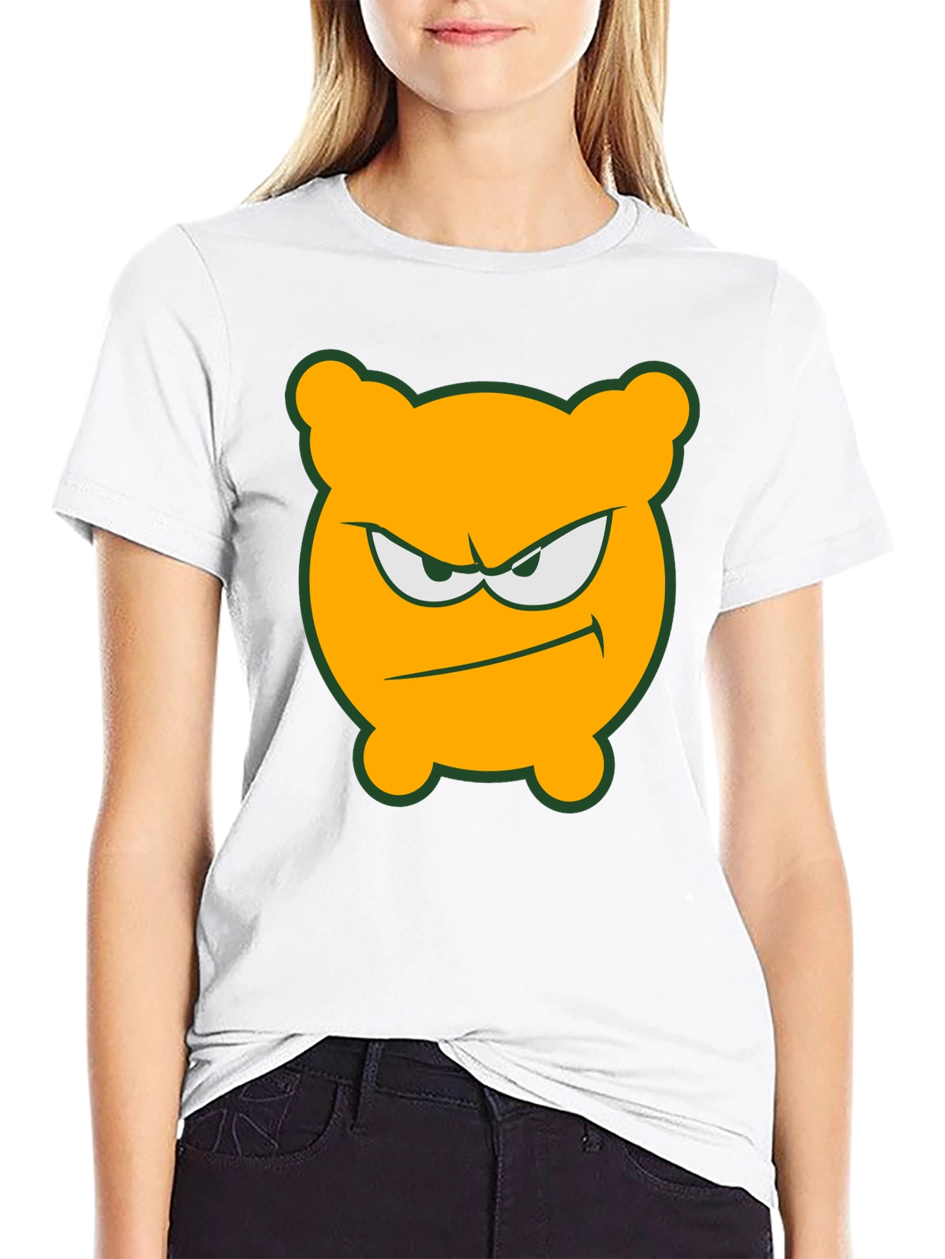 Angry Orange Bear T-Shirt - Black Cotton Tee