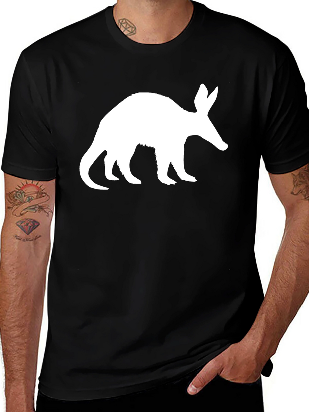 Aardvark Graphic Tee - Black Cotton T-Shirt