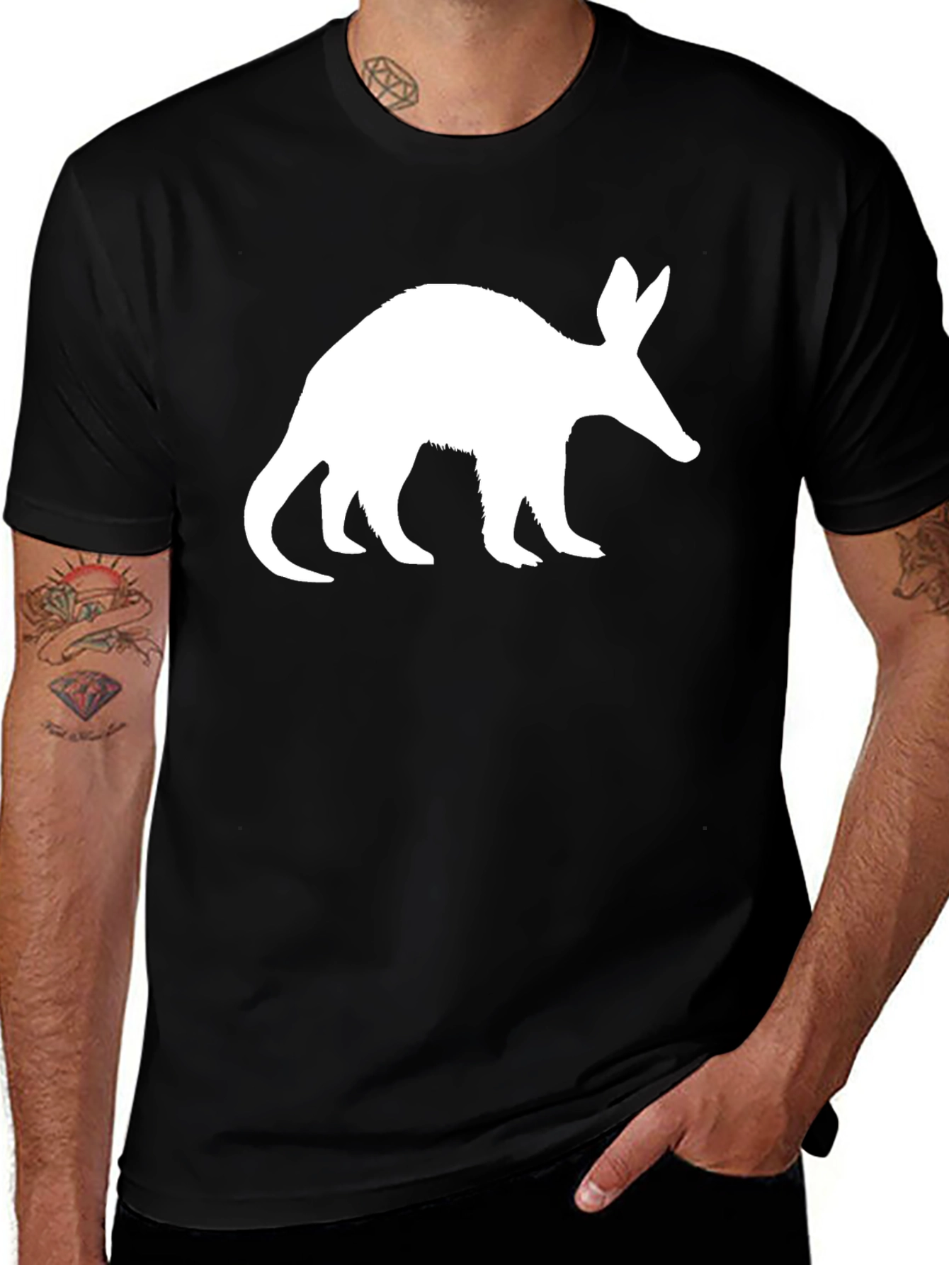 Aardvark Graphic Tee - Black Cotton T-Shirt