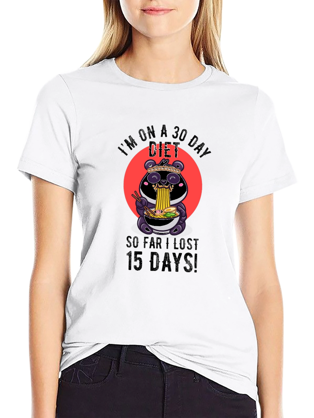 Funny Diet T-Shirt - Panda Ramen Design