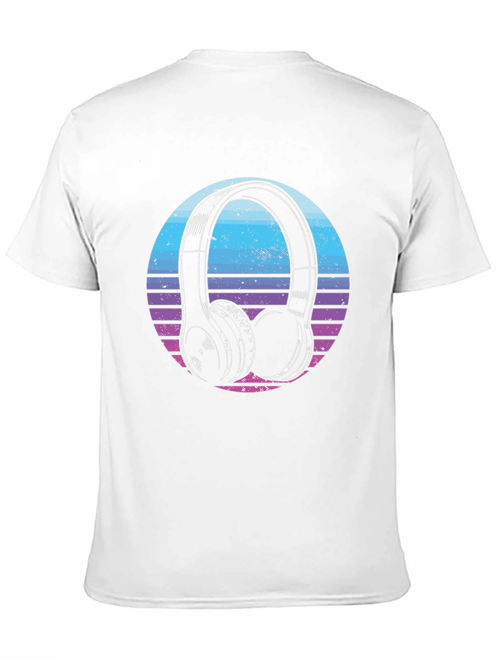 Retro Headphone Graphic Tee - Black Cotton Blend T-Shirt