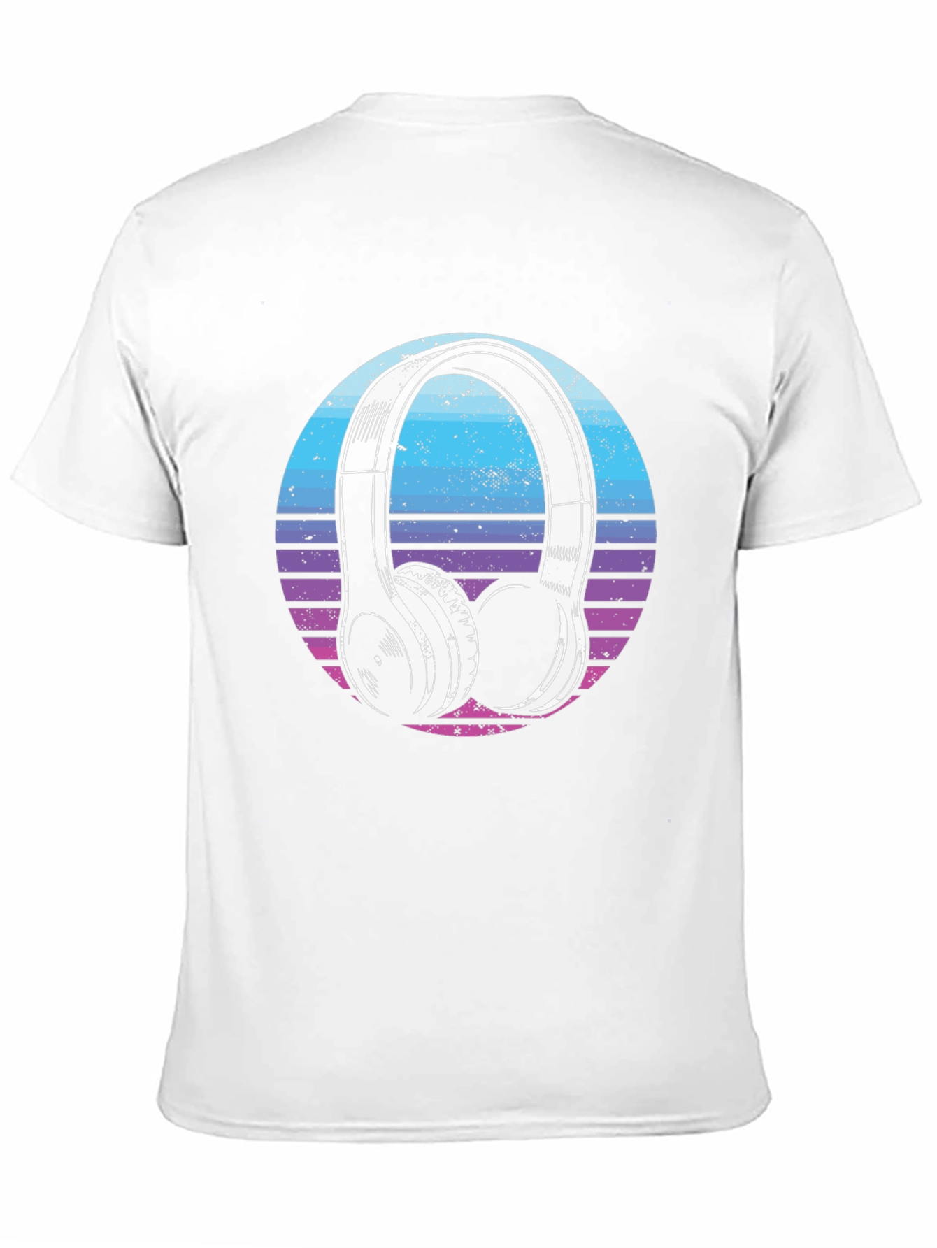 Retro Headphone Graphic Tee - Black Cotton Blend T-Shirt