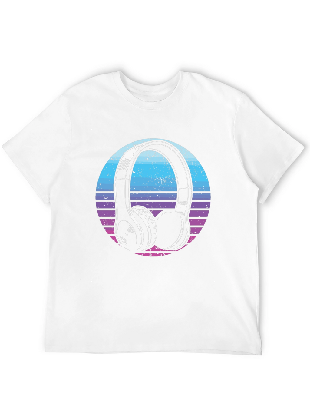 Retro Headphone Graphic Tee - Black Cotton Blend T-Shirt