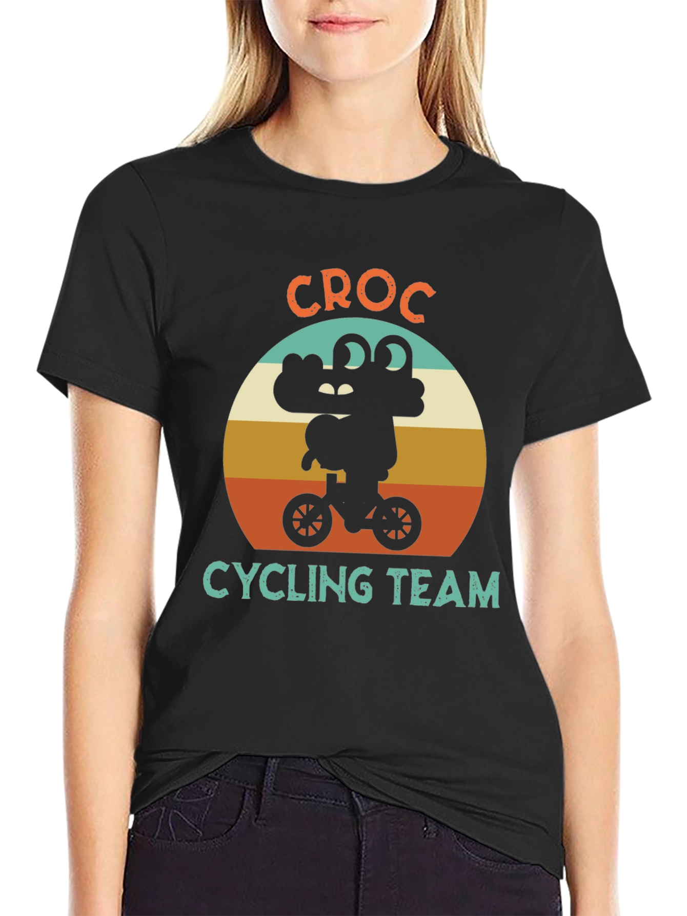 Croc Cycling Team Graphic T-Shirt - Black Cotton Tee