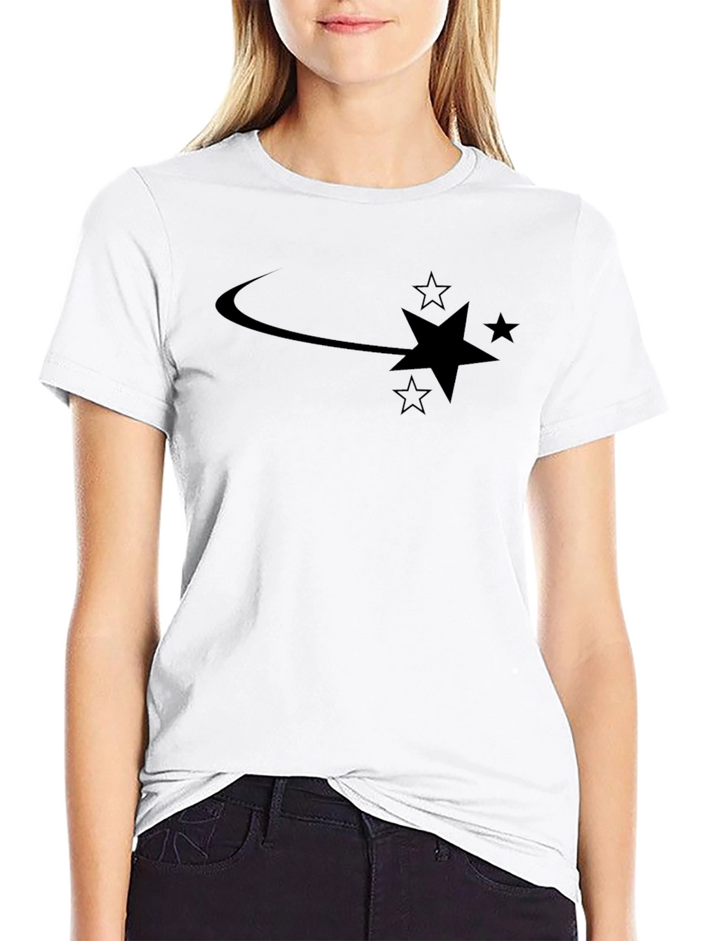 Mens Black Shooting Star Graphic Tee - Casual Style
