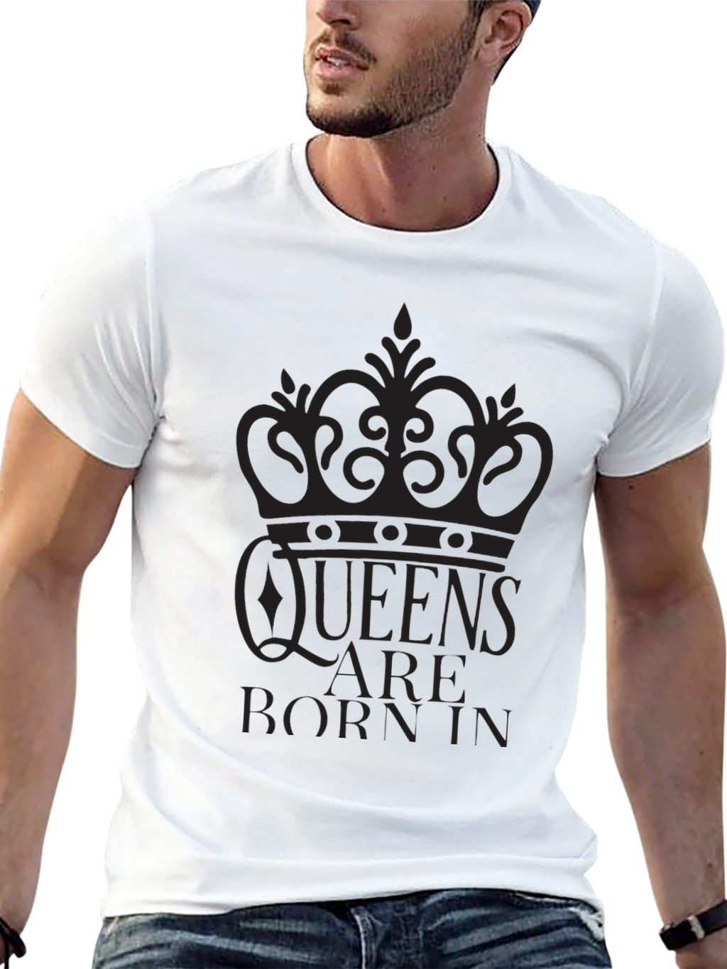 Queens Are Born In Graphic T-Shirt - Black