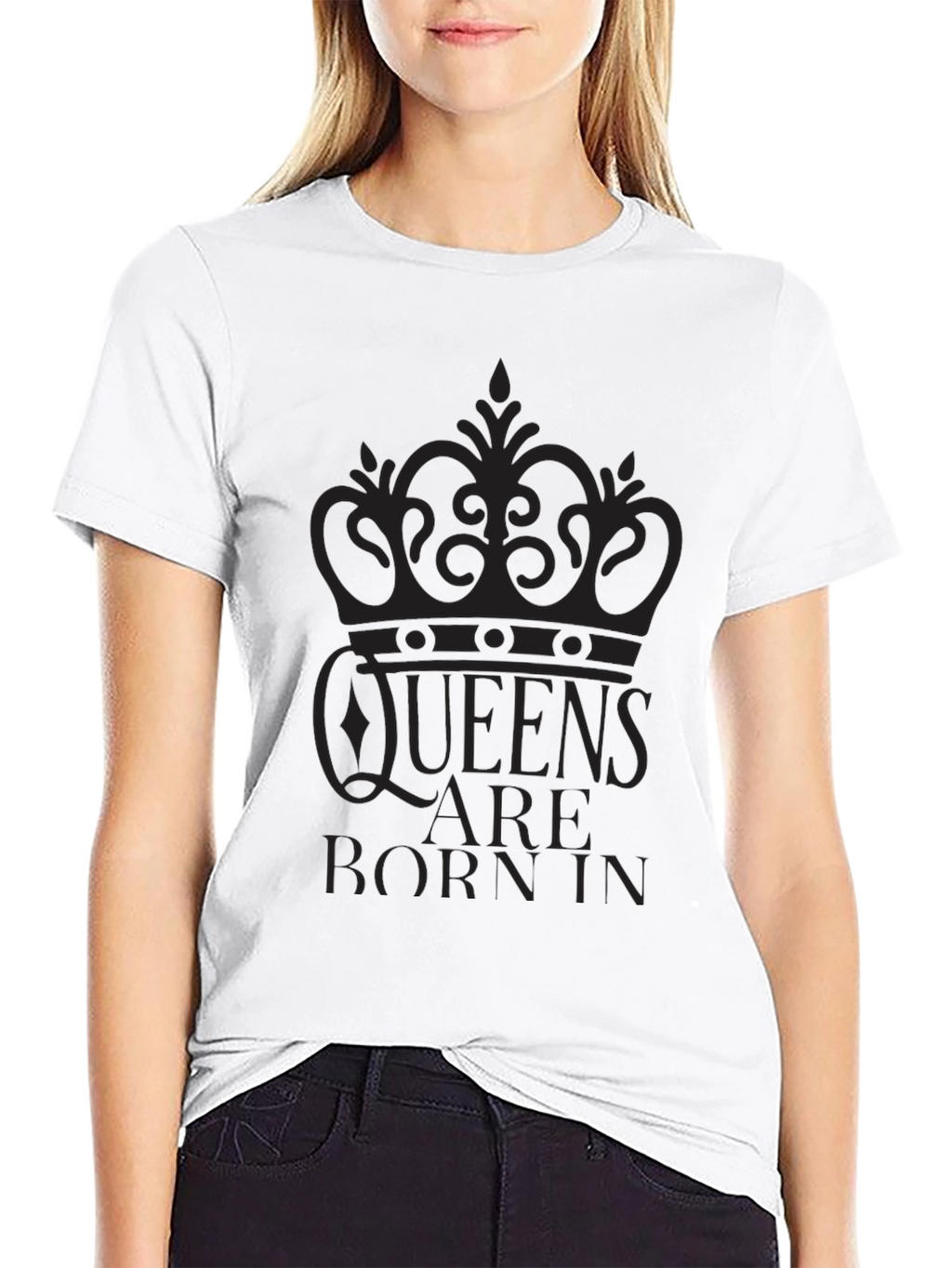 Queens Are Born In Graphic T-Shirt - Black
