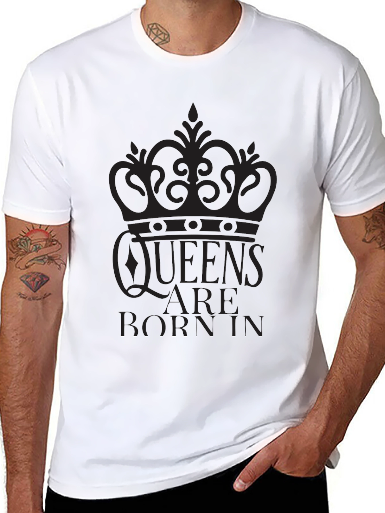 Queens Are Born In Graphic T-Shirt - Black