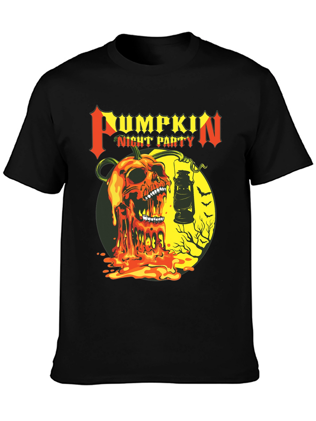 Pumpkin Night Party Black Graphic Tee