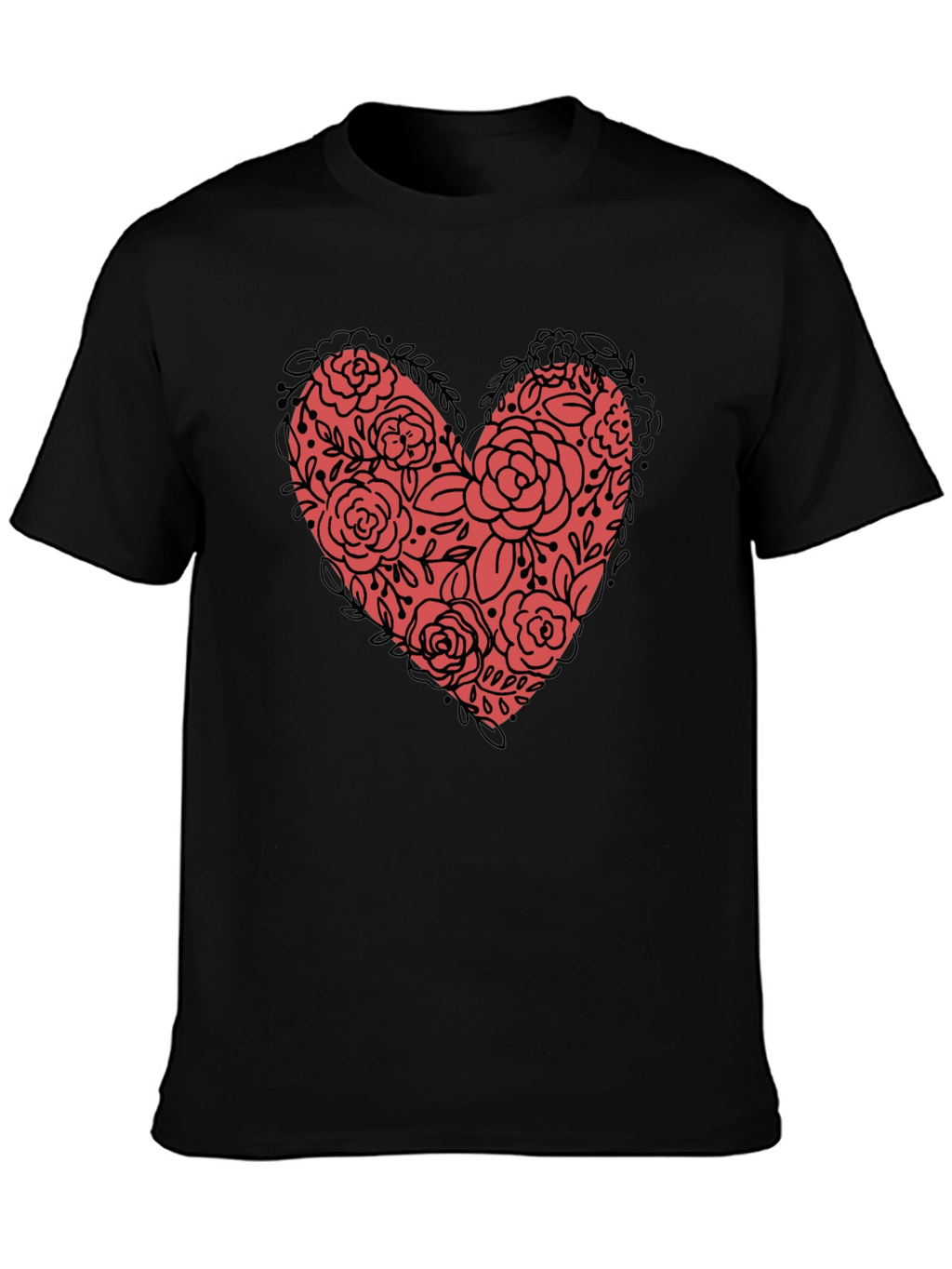 Floral Heart Graphic Tee - Black Unisex