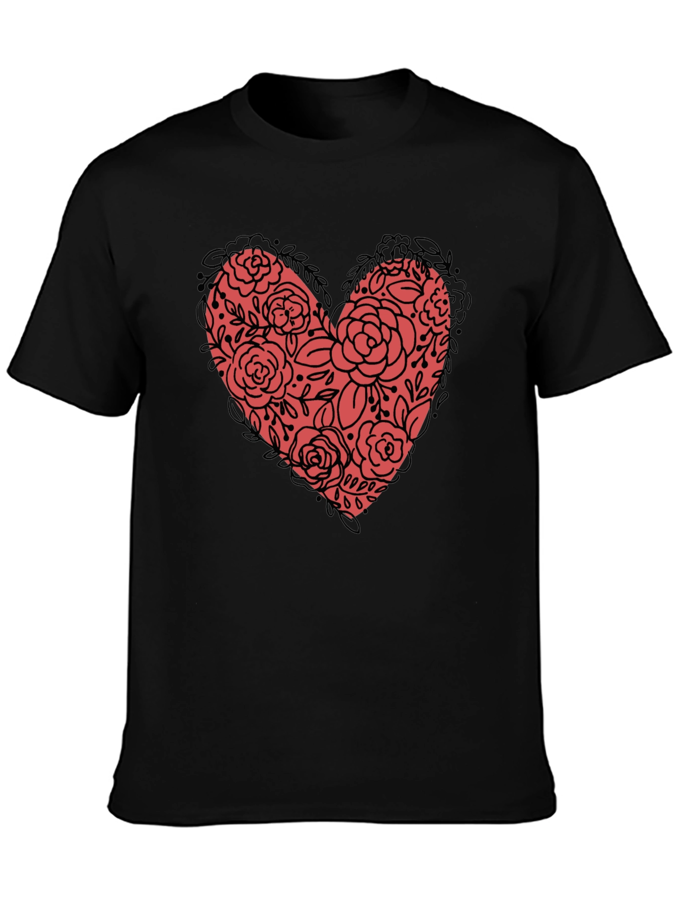 Floral Heart Graphic Tee - Black Unisex