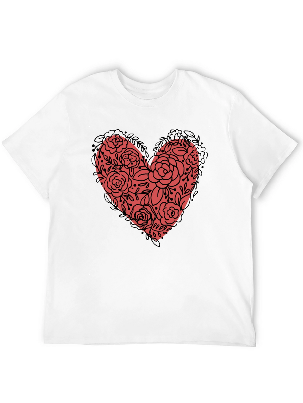 Floral Heart Graphic Tee - Black Unisex