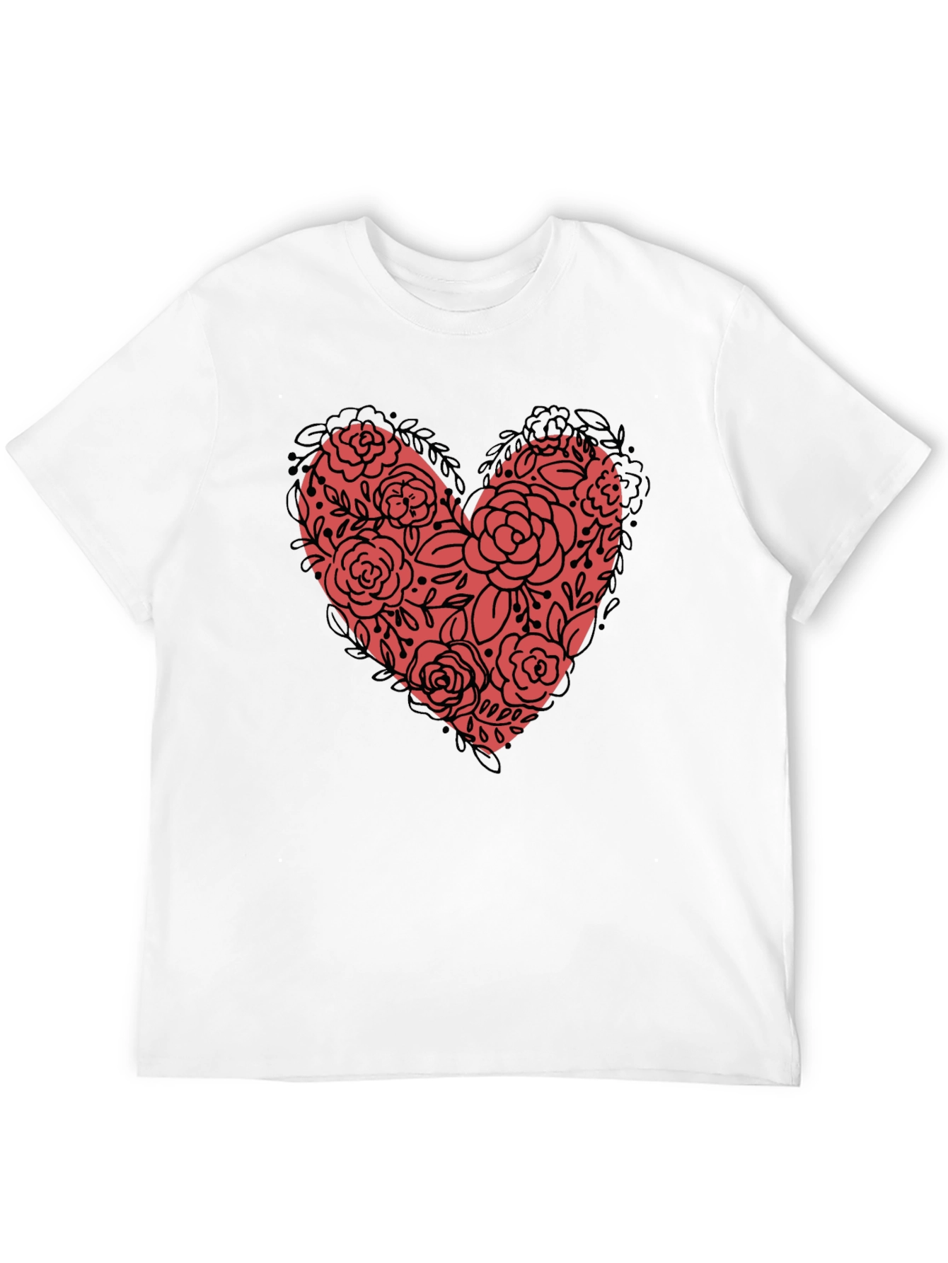 Floral Heart Graphic Tee - Black Unisex