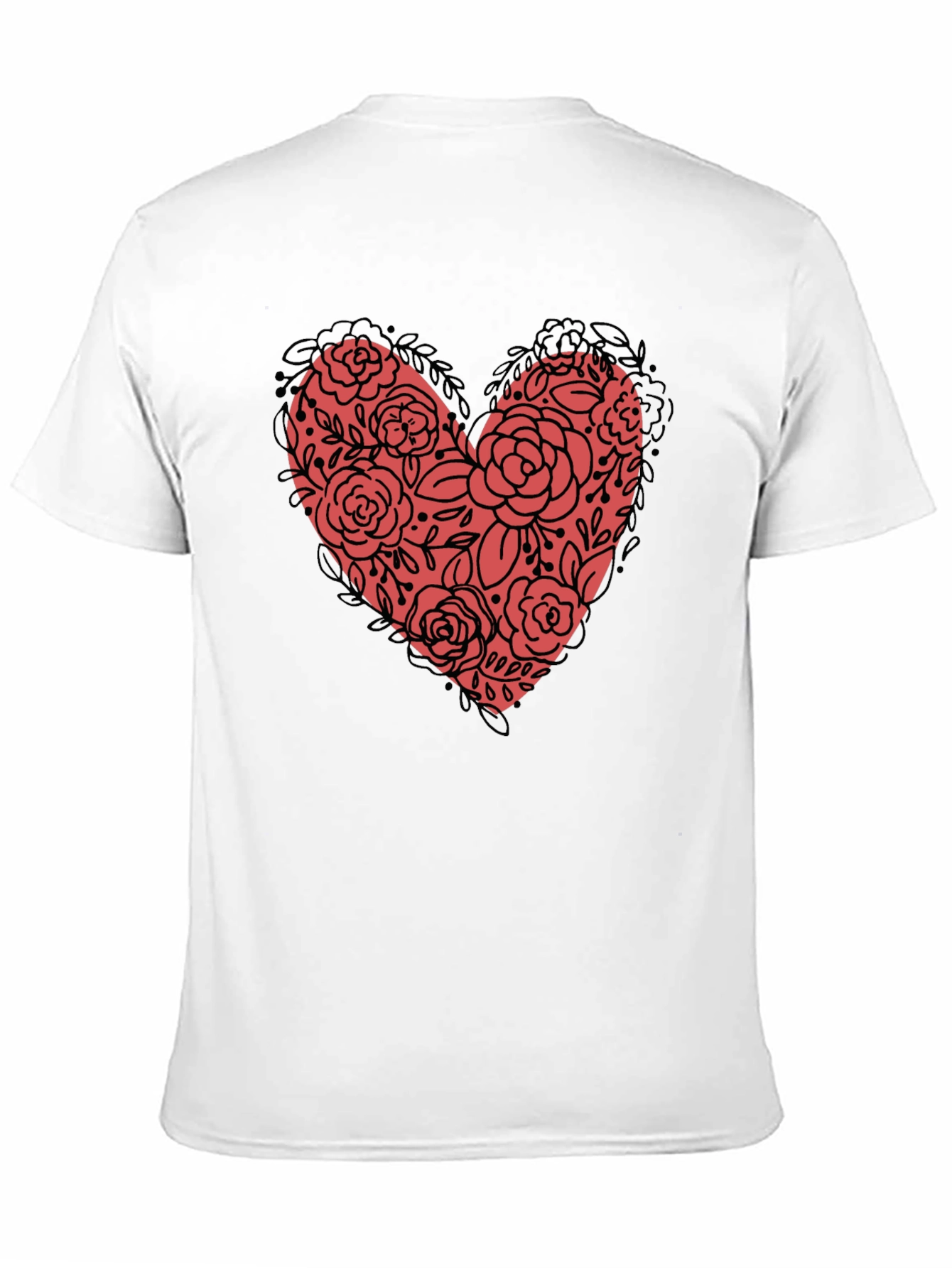 Floral Heart Graphic Tee - Black Unisex