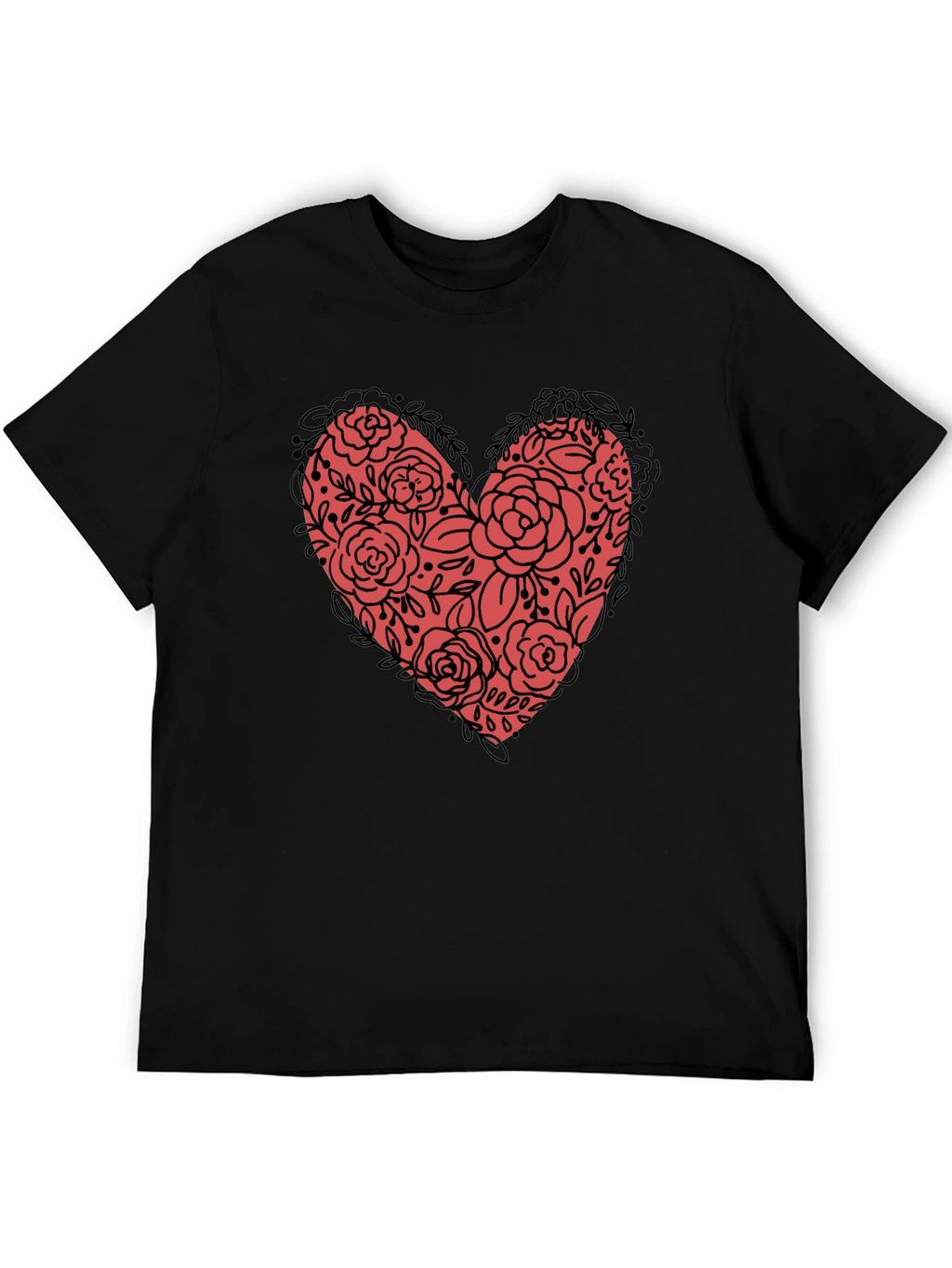 Floral Heart Graphic Tee - Black Unisex