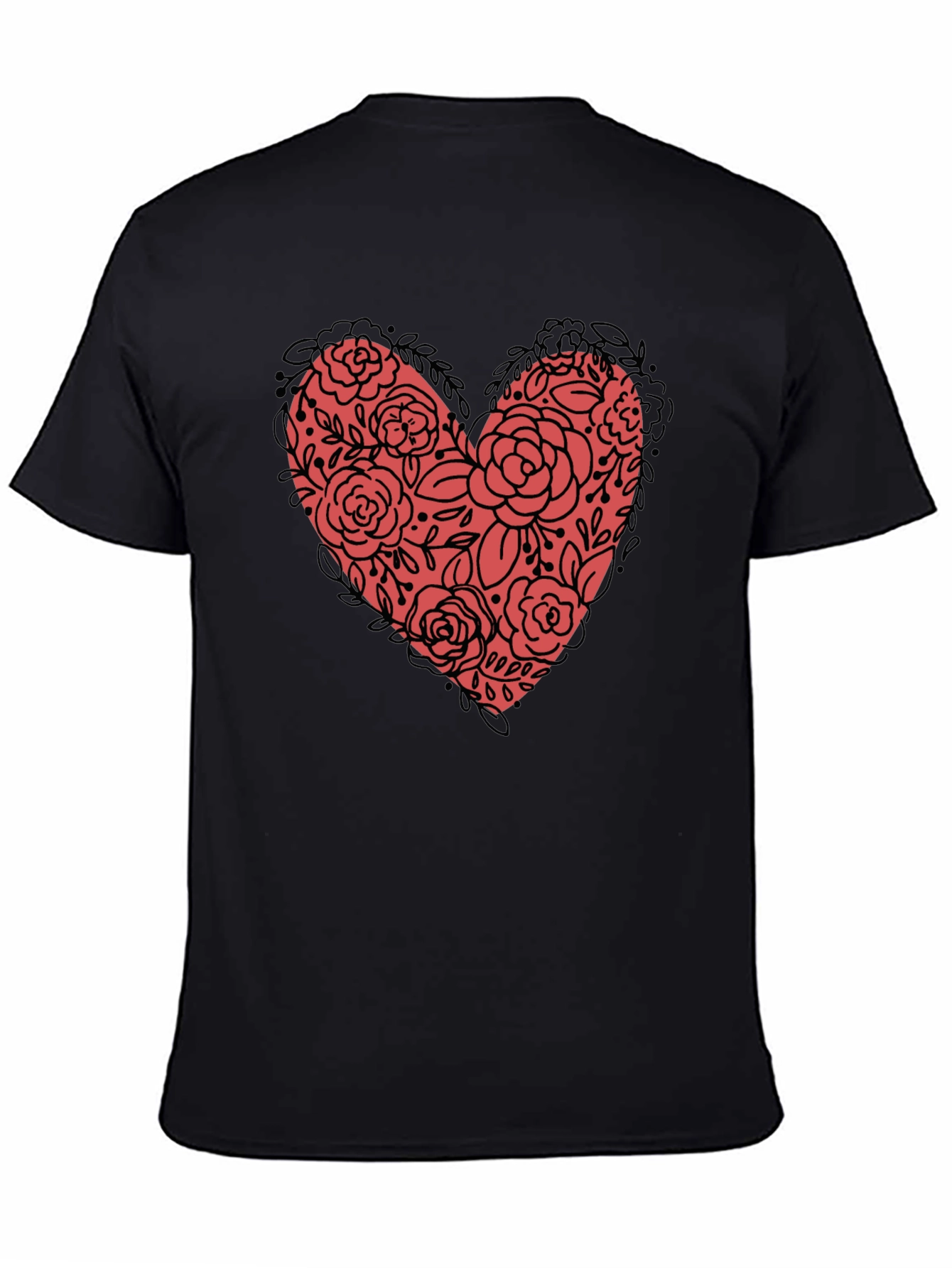 Floral Heart Graphic Tee - Black Unisex