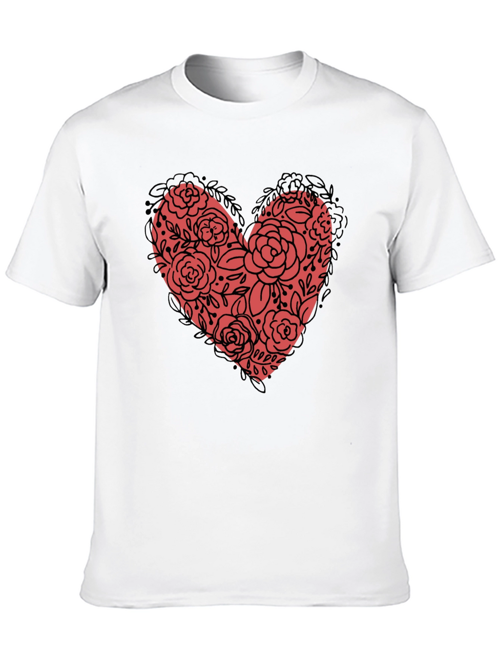 Floral Heart Graphic Tee - Black Unisex