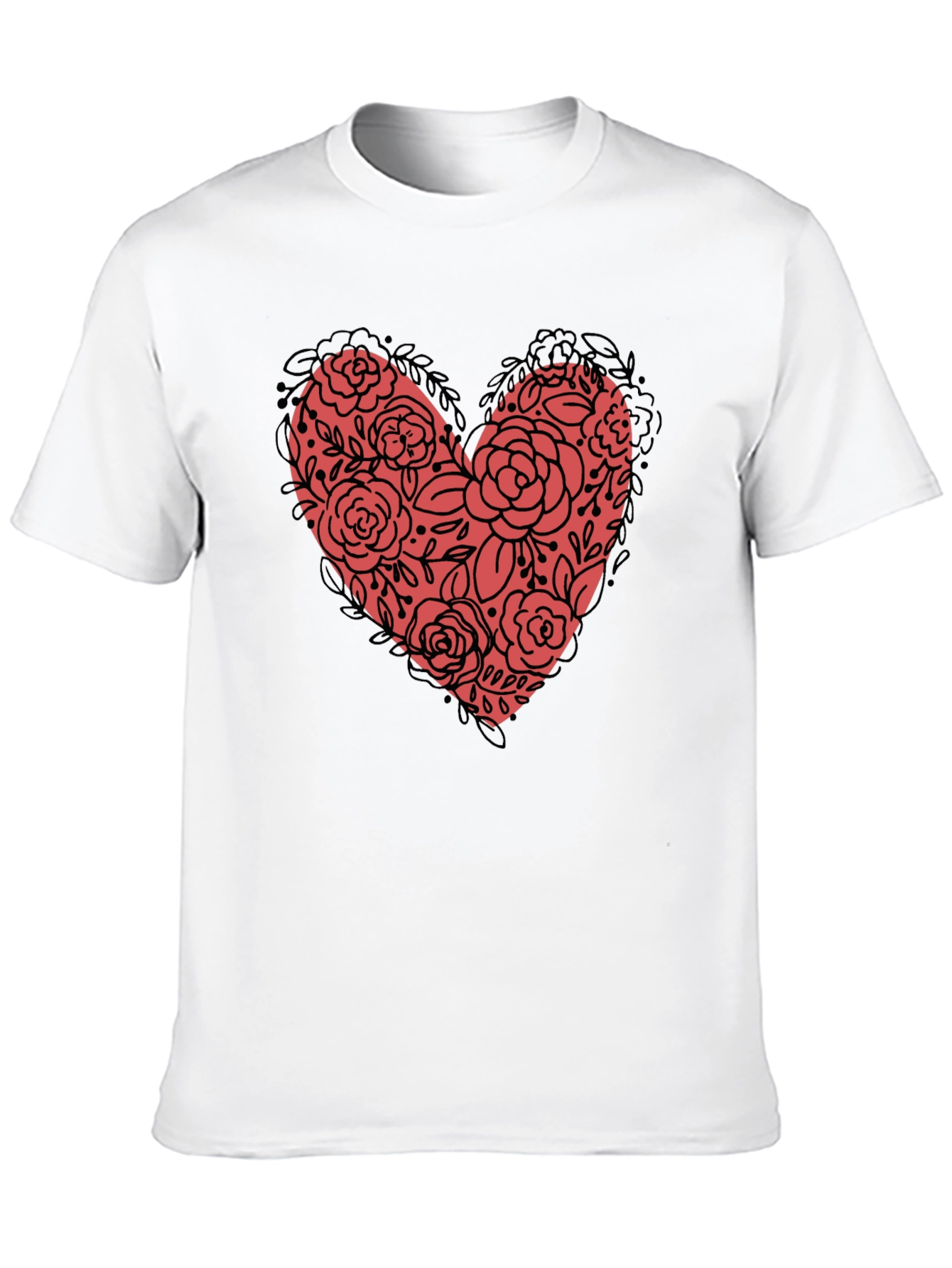 Floral Heart Graphic Tee - Black Unisex
