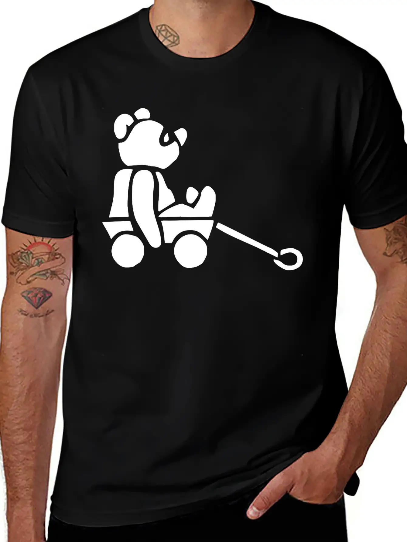 Baby Bear In A Cart Essential Cotton Tee For Daily Outfits – Unisex Style