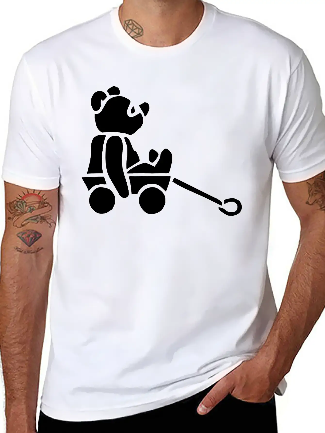 Baby Bear In A Cart Essential Cotton Tee For Daily Outfits – Unisex Style