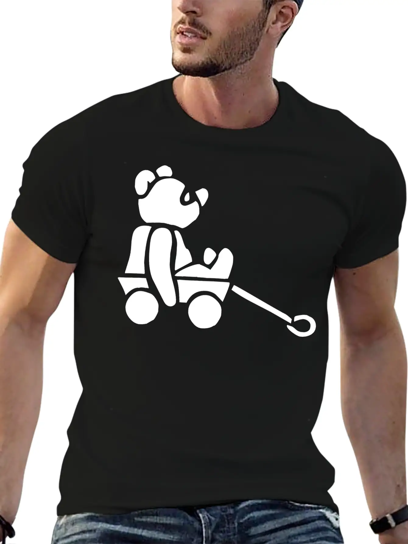 Baby Bear In A Cart Essential Cotton Tee For Daily Outfits – Unisex Style