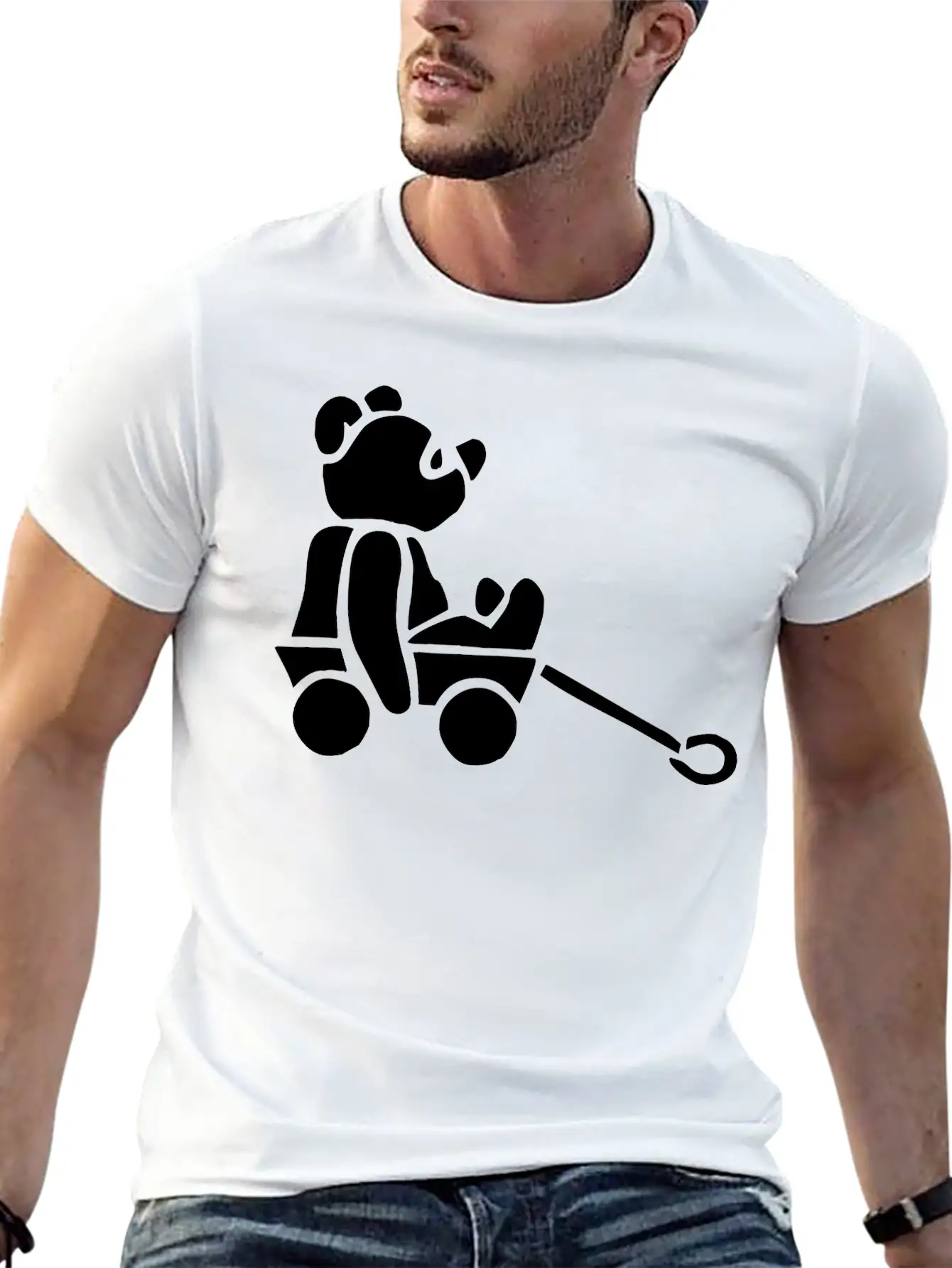 Baby Bear In A Cart Essential Cotton Tee For Daily Outfits – Unisex Style