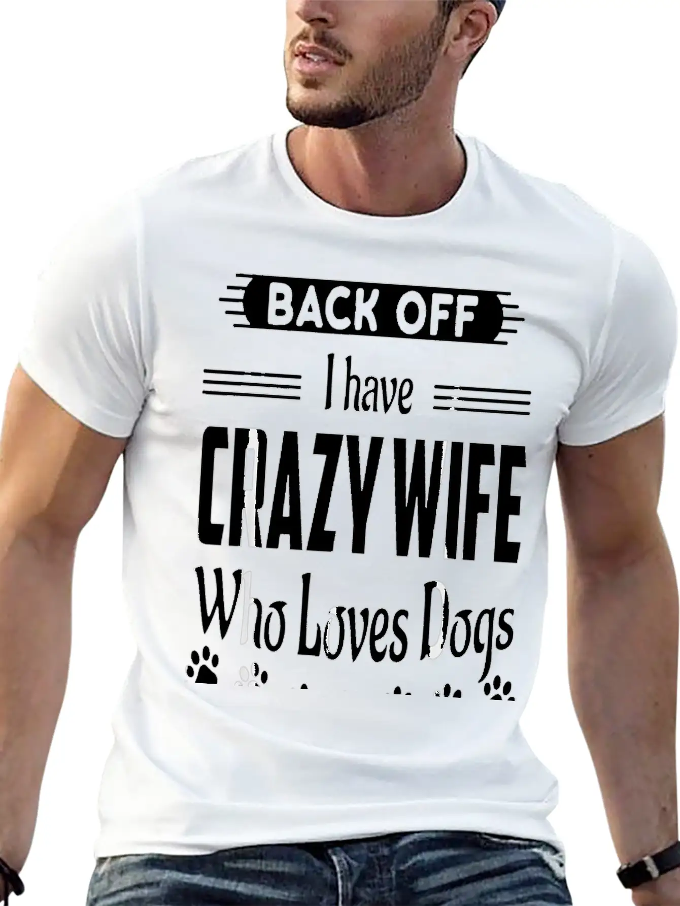 Back Off I Have Crazy Wife Who Loves Dogs Funny Hu Classic Cotton Tee – Unisex Comfort For Any Season