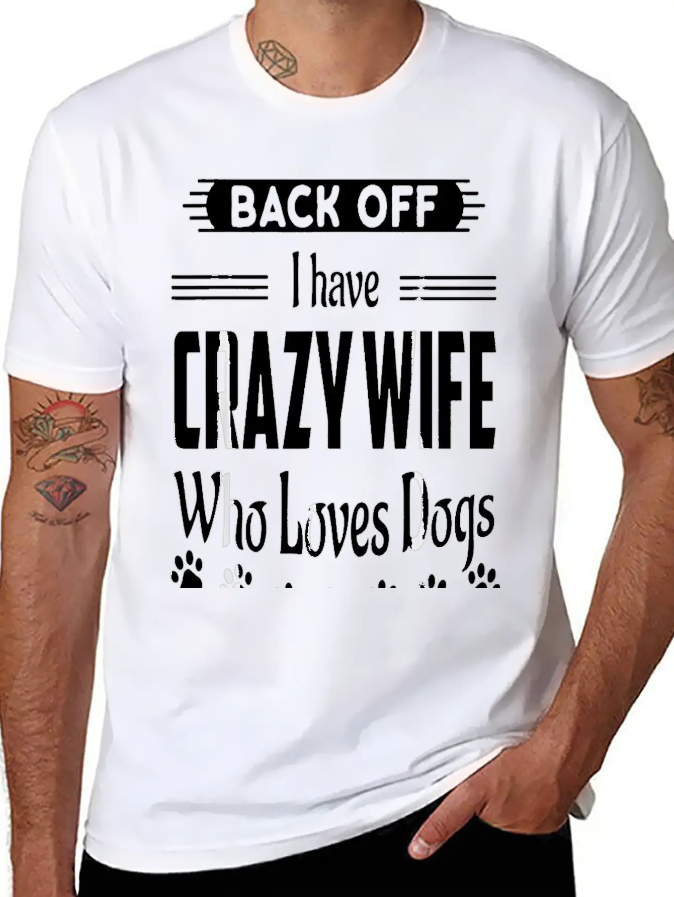 Back Off I Have Crazy Wife Who Loves Dogs Funny Hu Classic Cotton Tee – Unisex Comfort For Any Season