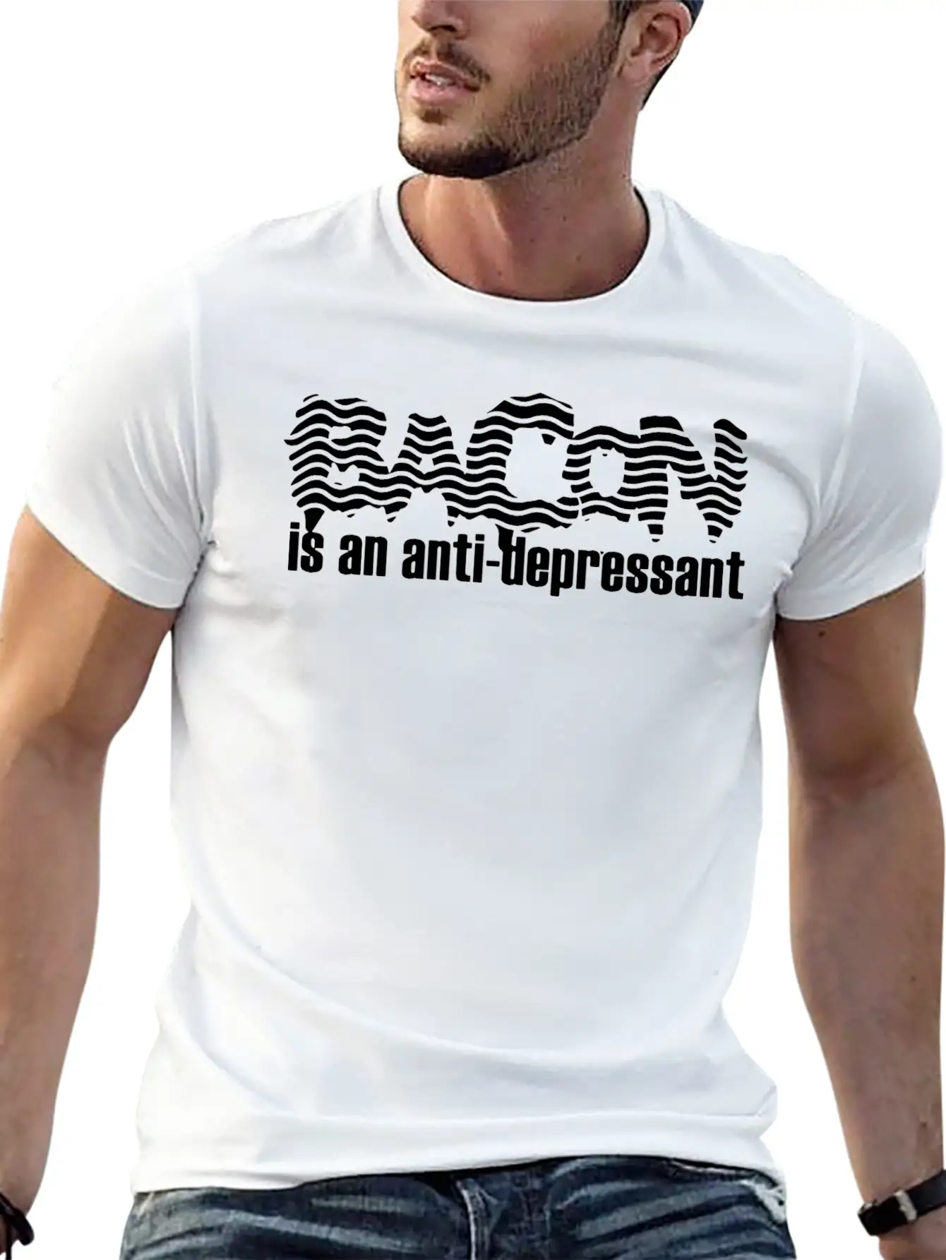 Bacon Is An Ant Depressant Timeless Short Sleeve Tee – Comfy And Minimalist Design