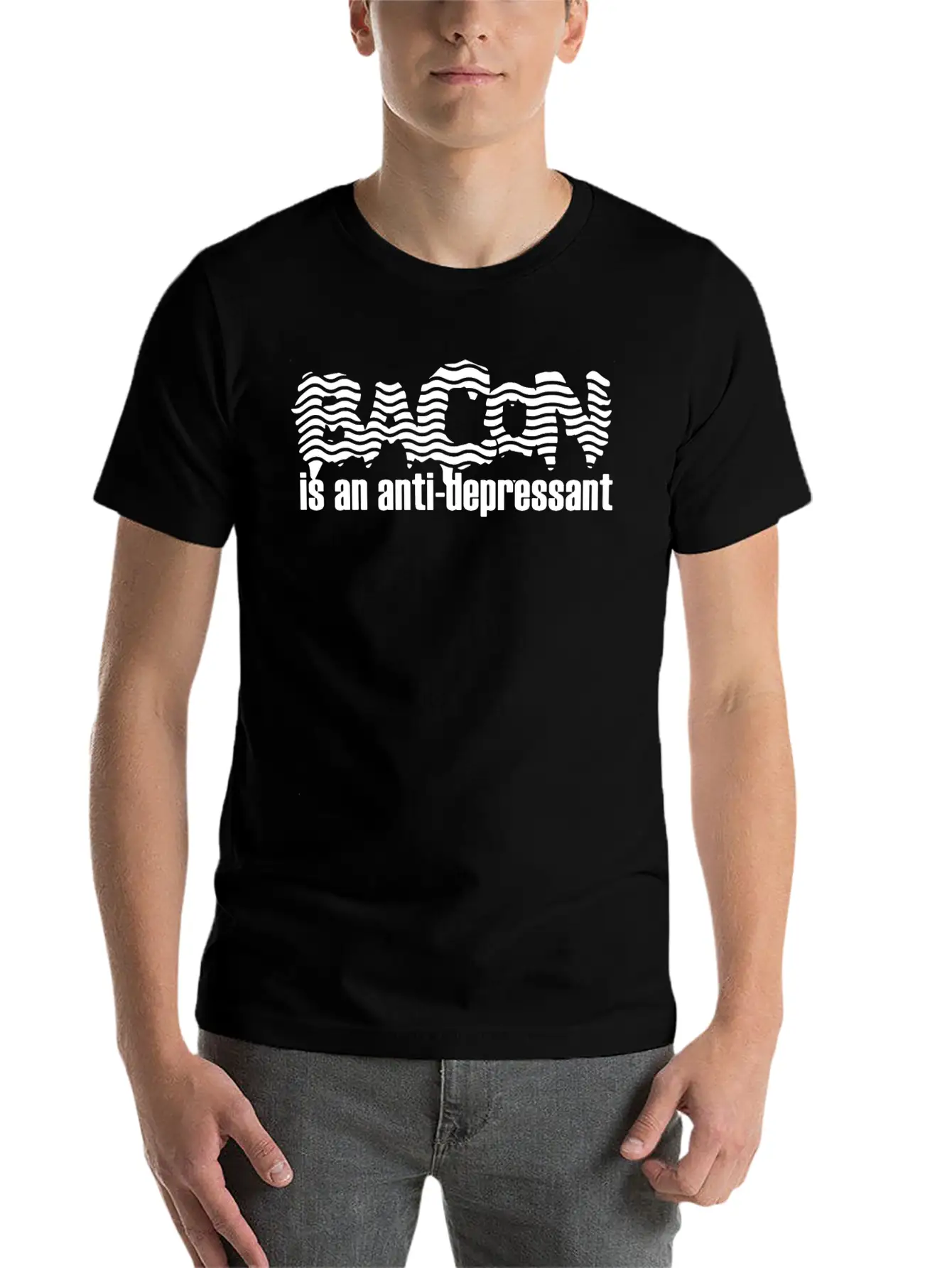 Bacon Is An Ant Depressant Timeless Short Sleeve Tee – Comfy And Minimalist Design