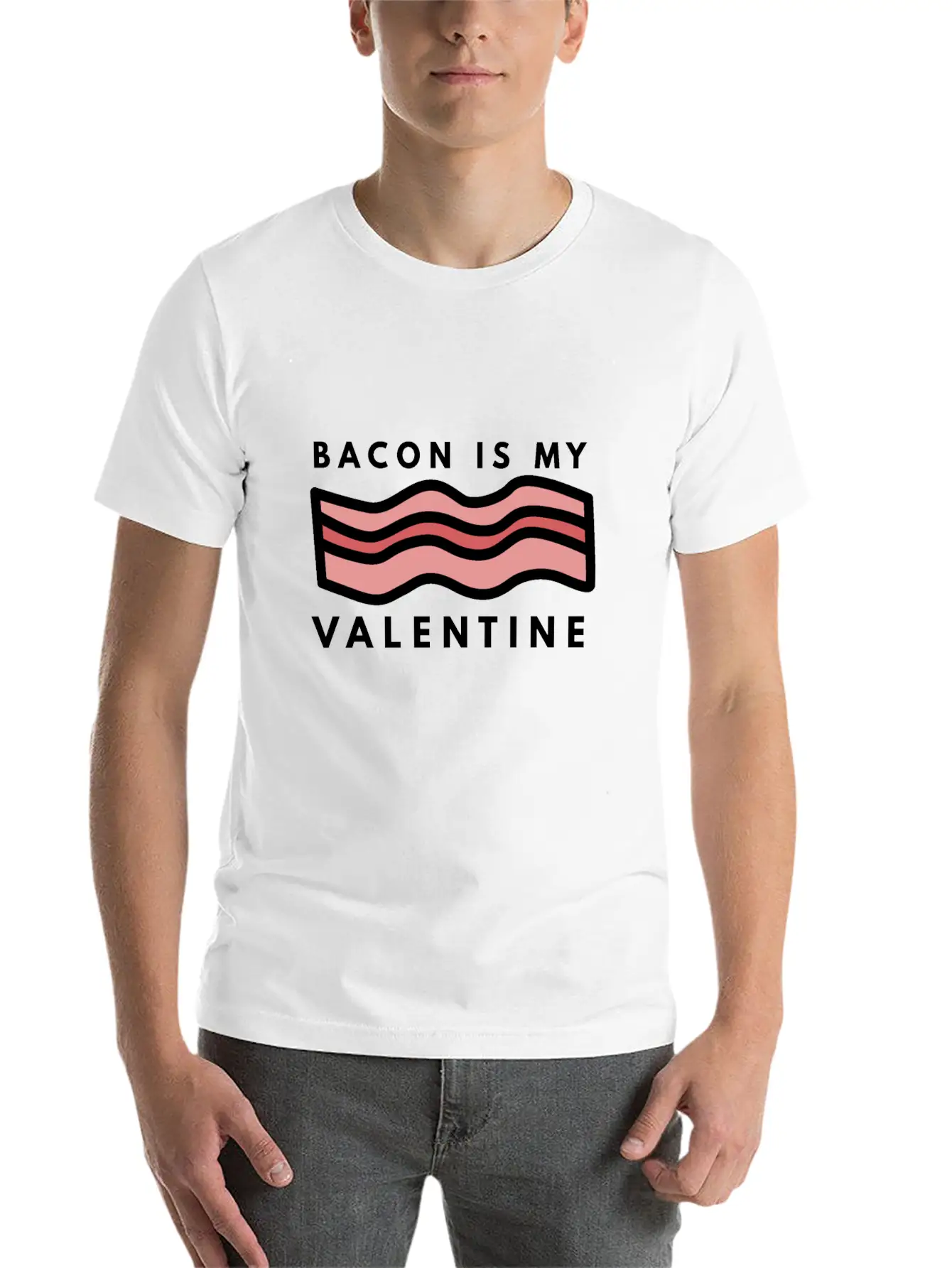 Bacon Is My Valentine Basic Graphic T-Shirt – Daily Comfort In Soft Cotton