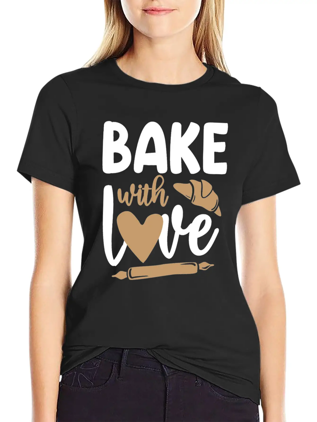 Bake Baking Rolling Pin Croissant Breathable Graphic T-Shirt – Perfect For Casual Days