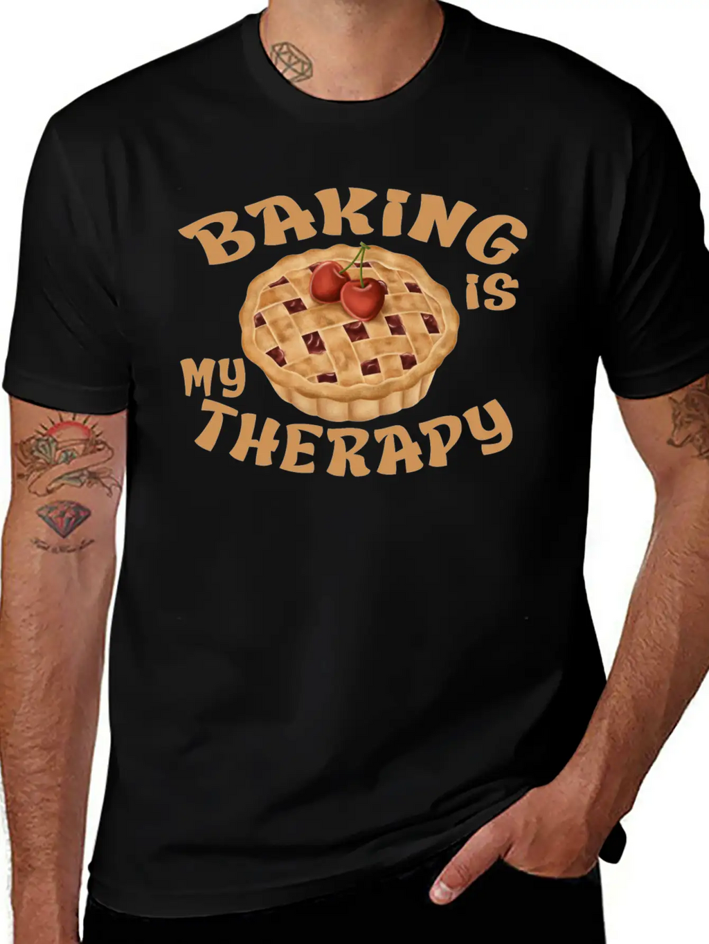 Baking Is My Therapy Breathable Graphic T-Shirt – Perfect For Casual Days
