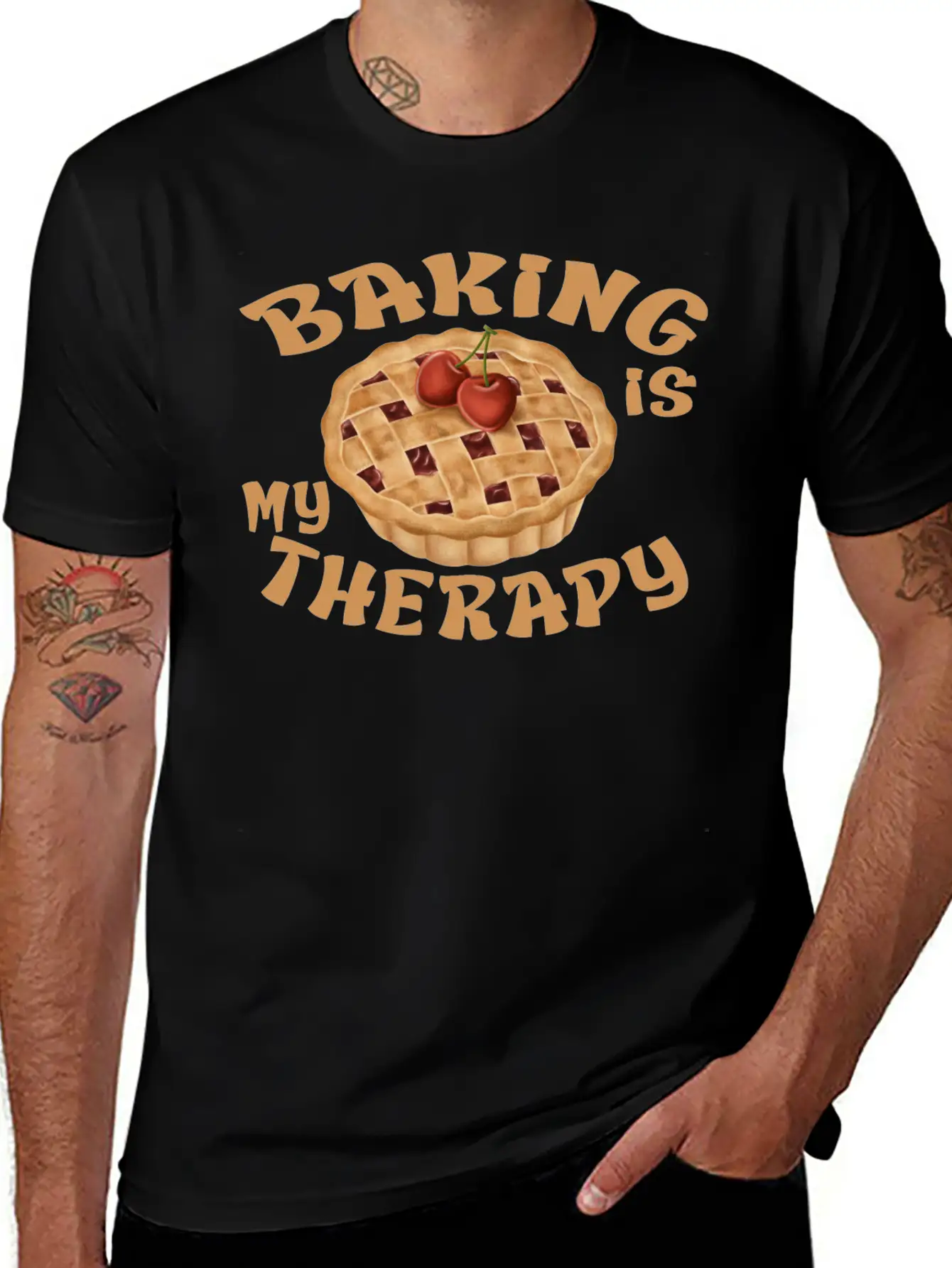 Baking Is My Therapy Breathable Graphic T-Shirt – Perfect For Casual Days