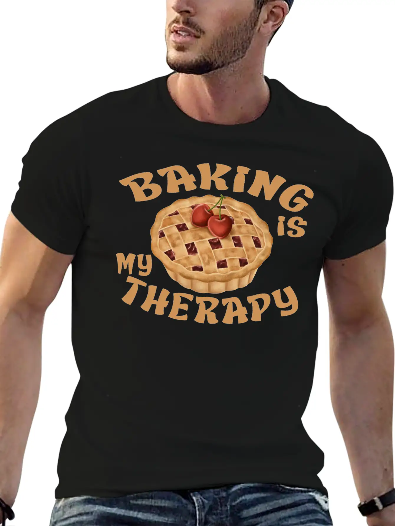 Baking Is My Therapy Breathable Graphic T-Shirt – Perfect For Casual Days
